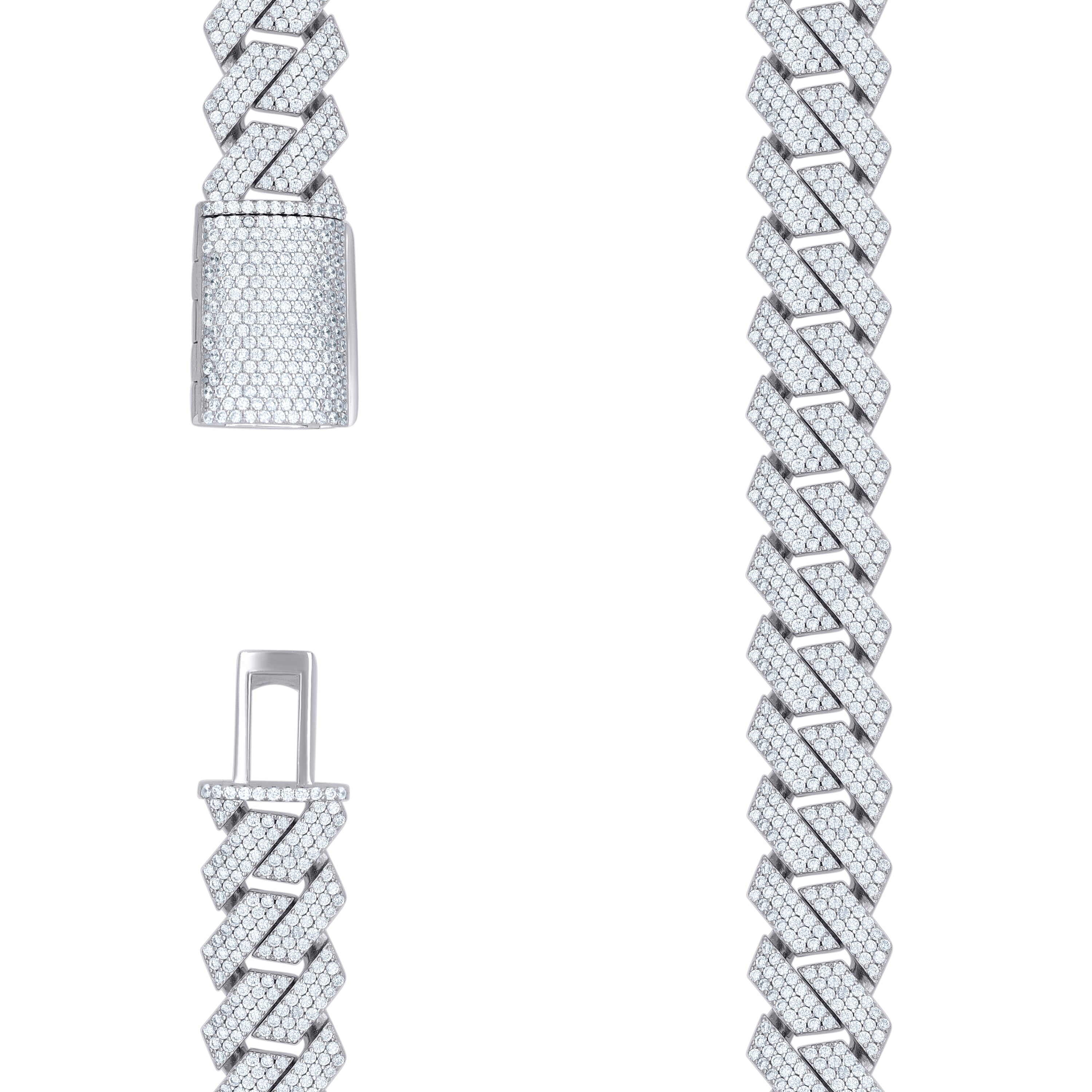 925 Sterling Silver Cubic-Zirconia Cuban Chain Necklace 18mm