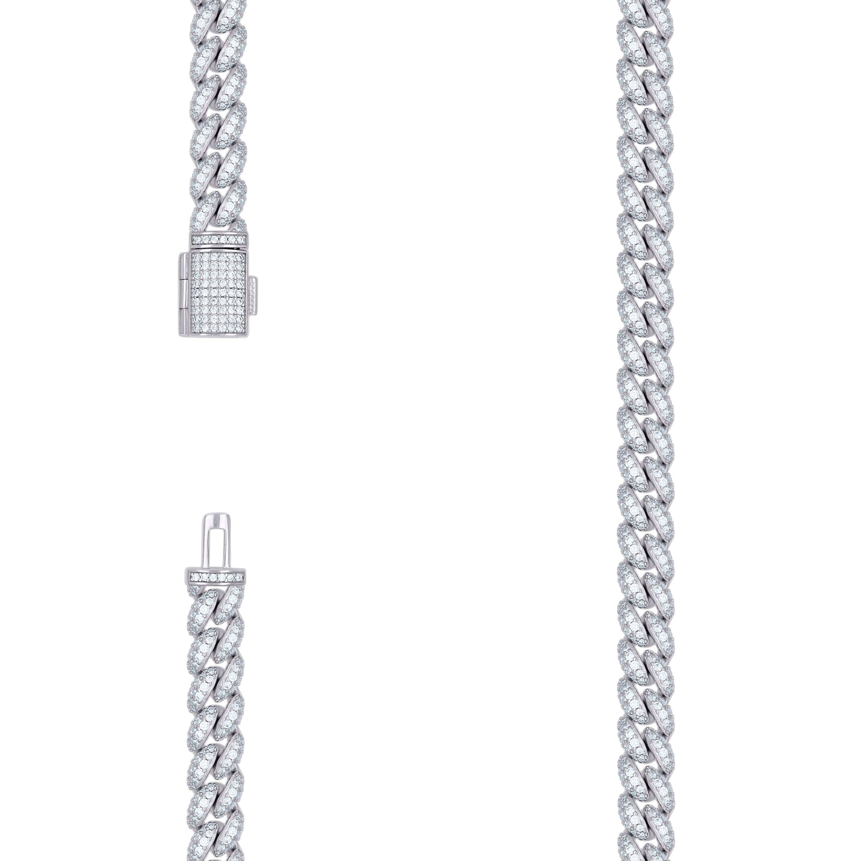 925 Sterling Silver Cubic-Zirconia Cuban Chain Necklace 18mm