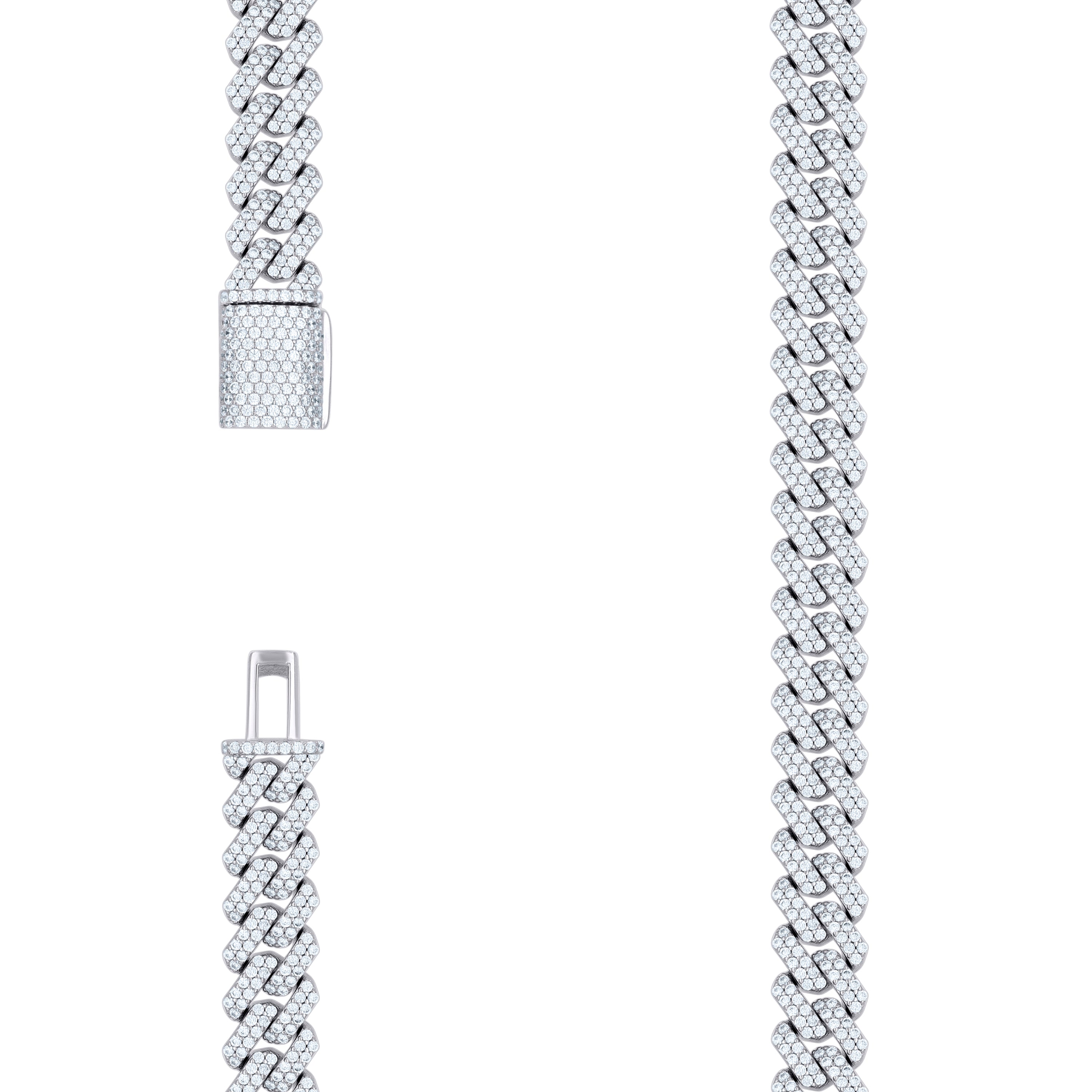 925 Sterling Silver Cubic-Zirconia Cuban Chain Necklace 18mm