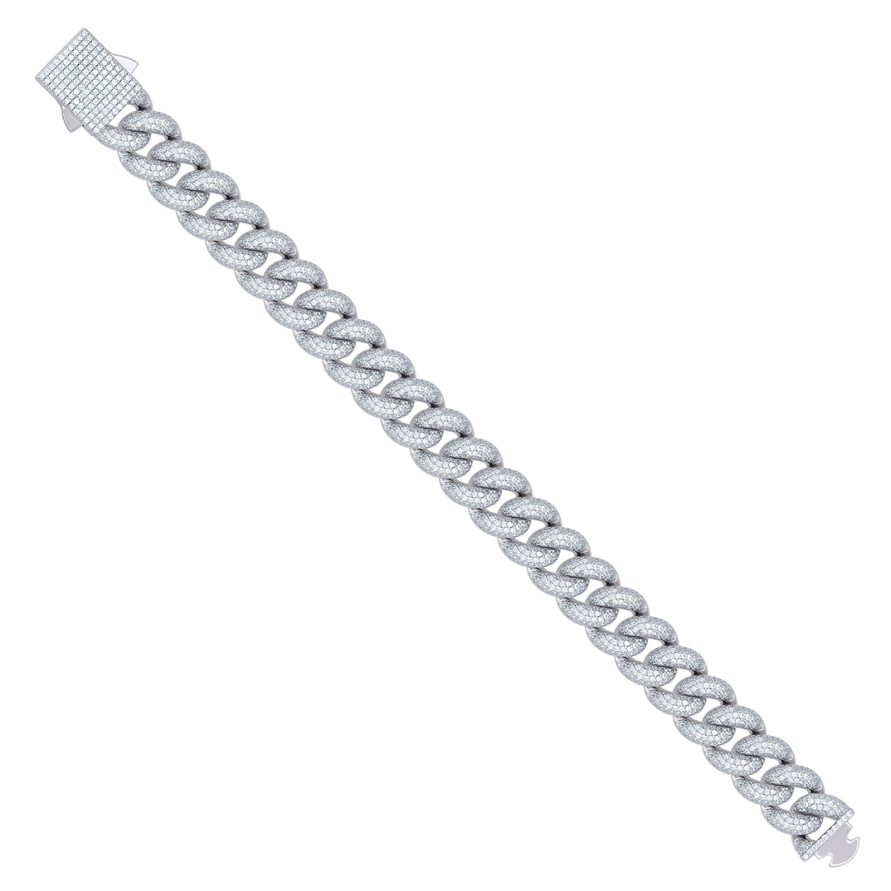 925 Sterling Silver Cubic-Zirconia Cuban Chain Bracelet 8mm