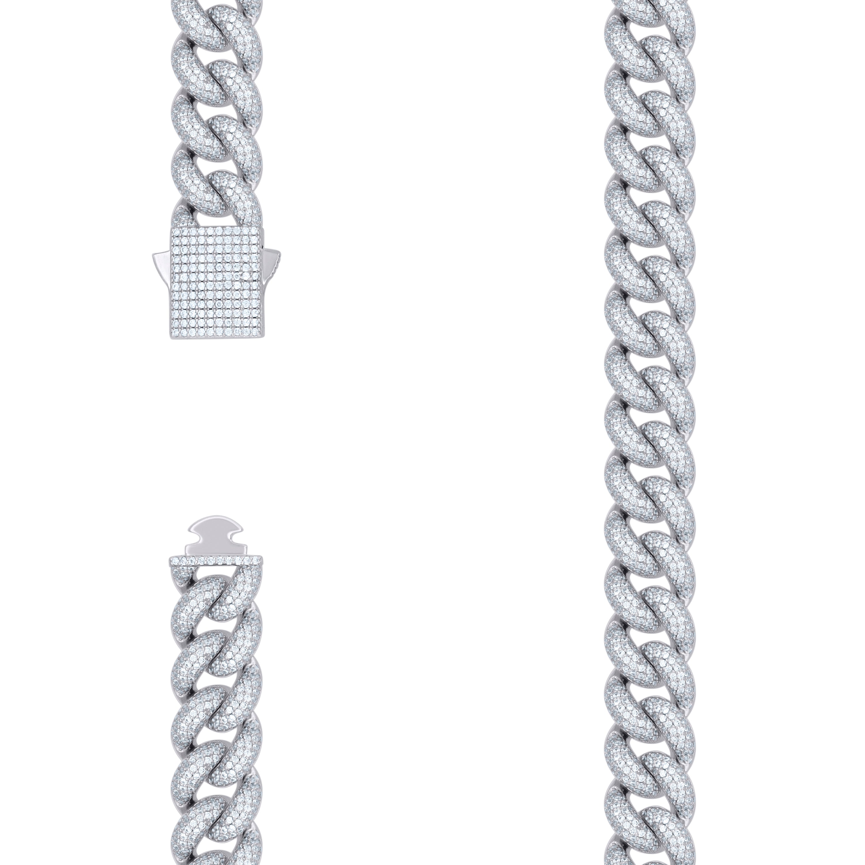 925 Sterling Silver Cubic-Zirconia Cuban Chain Necklace 18mm