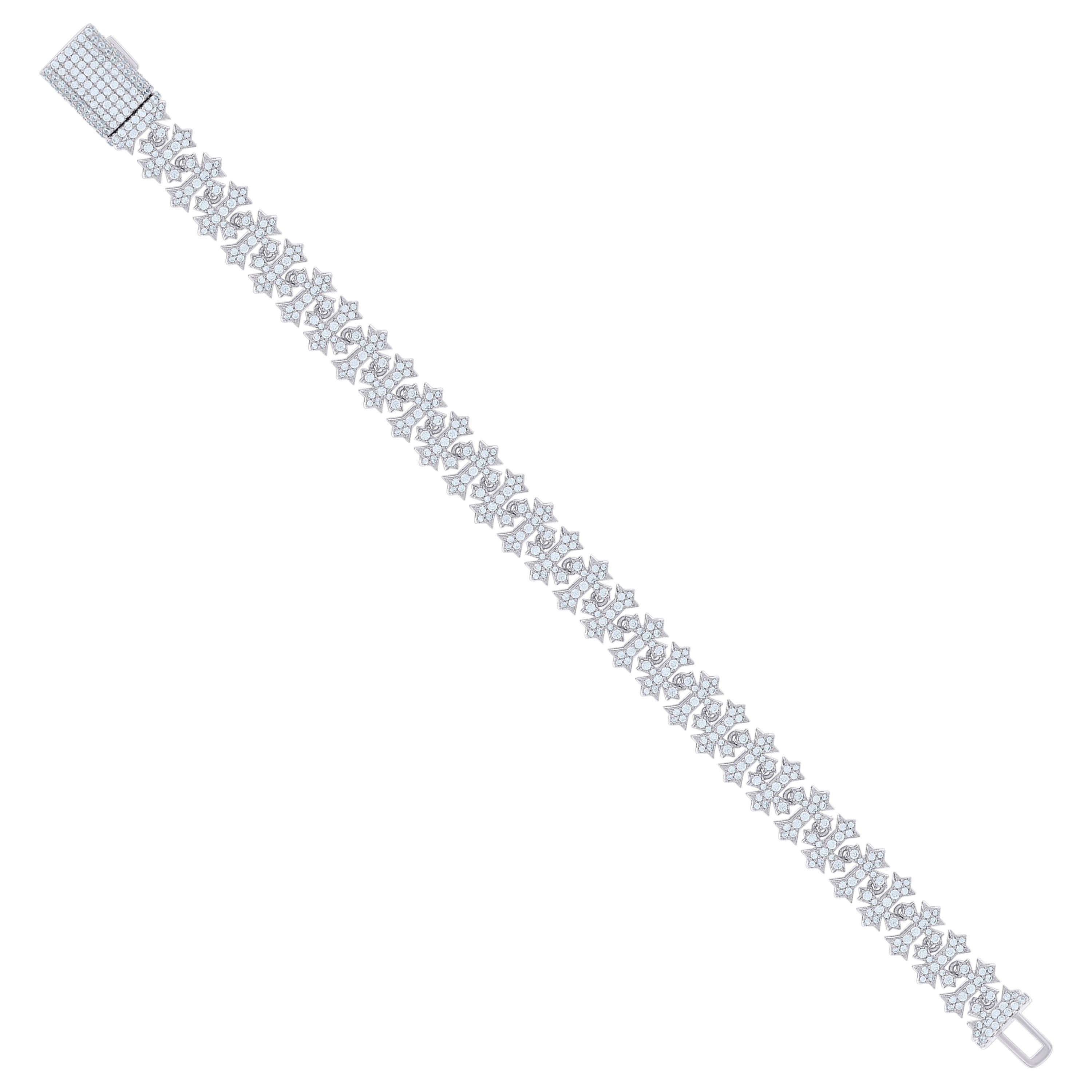 925 Sterling Silver Mens Cubic-Zirconia Crosses Link Fashion Bracelet 10mm