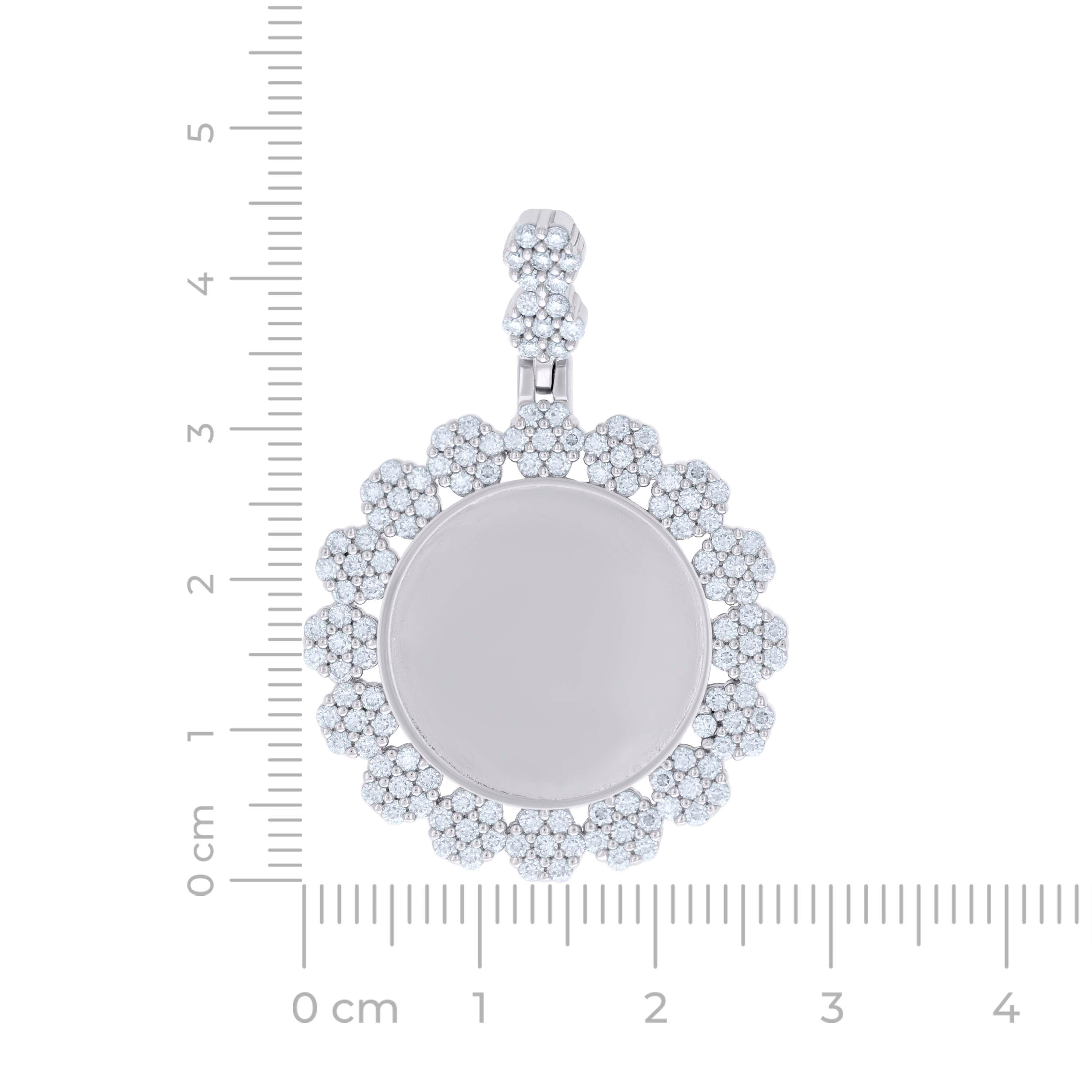 925 Sterling Silver Unisex Cubic-Zirconia Memory Circle Photo Frame Charm Pendant