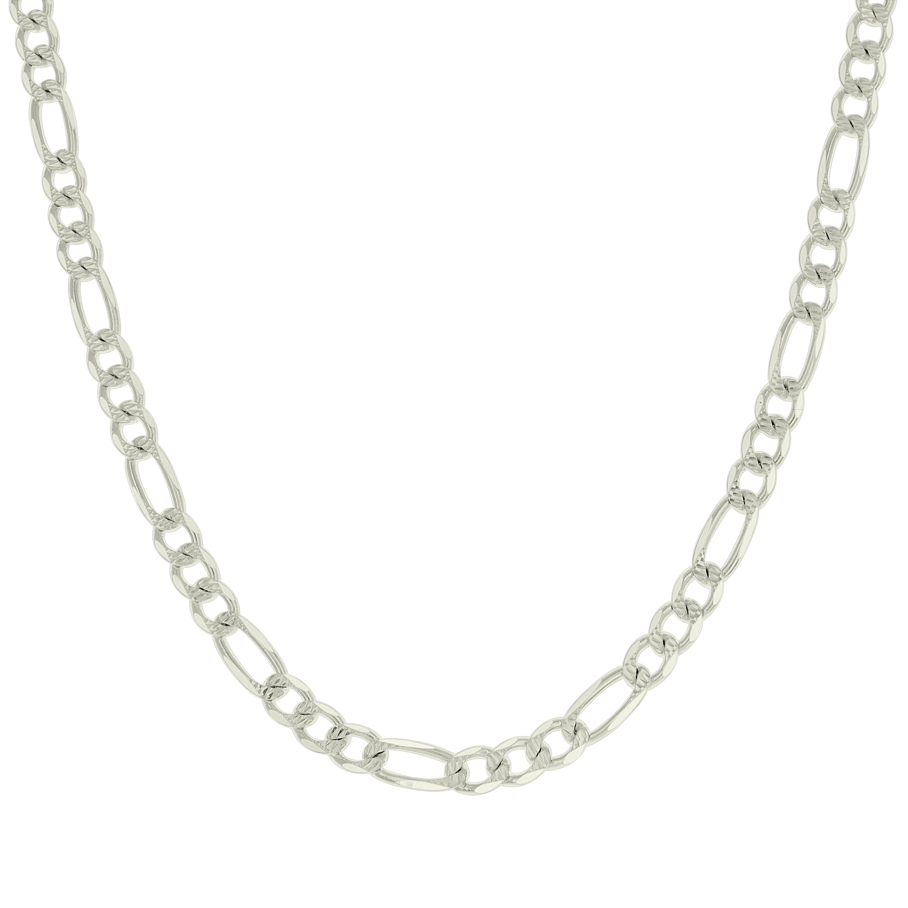 925 Sterling Silver Solid Pave Classic Figaro Silver Plated 080 3.0mm