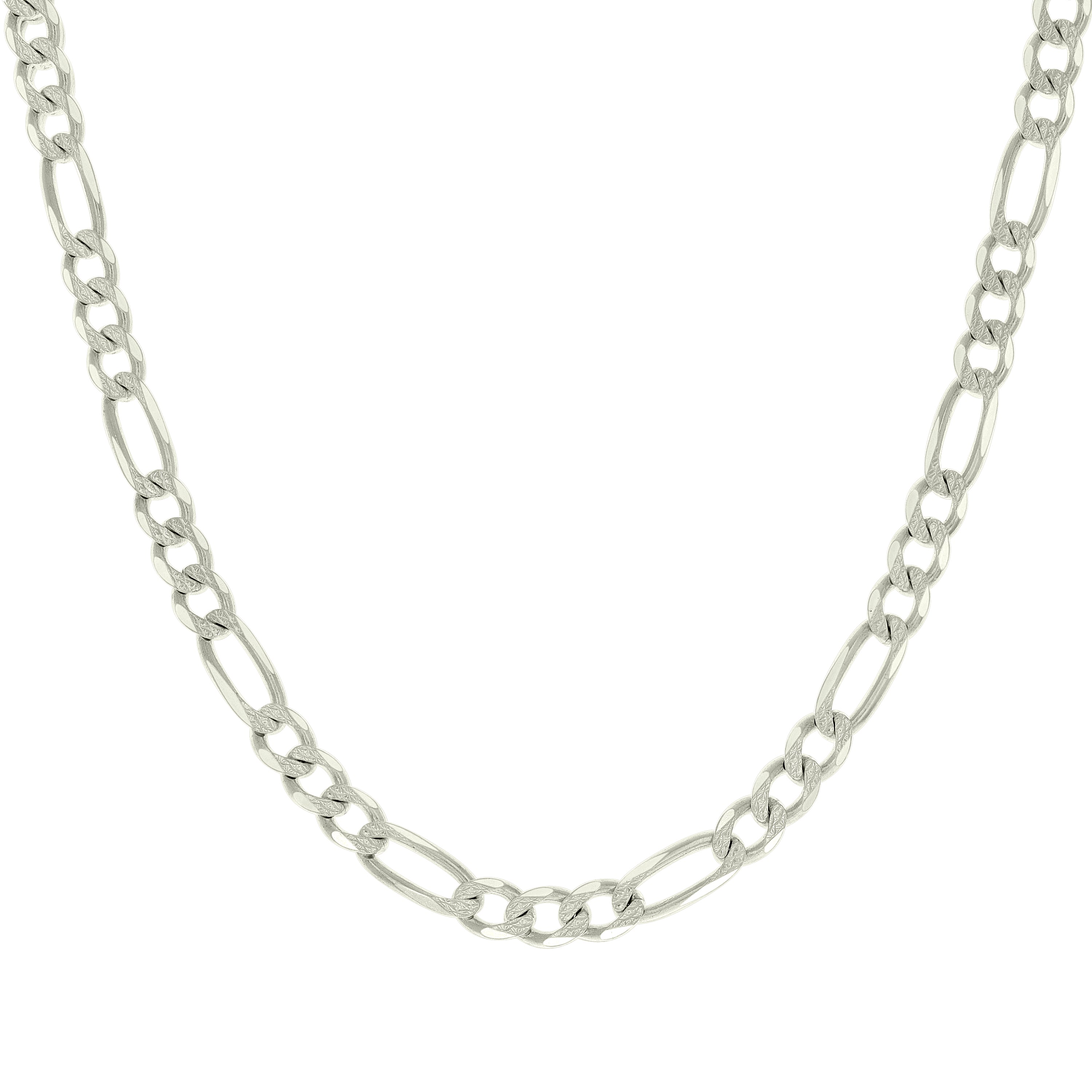 925 Sterling Silver Solid Pave Classic Figaro Silver Plated 080 3.0mm