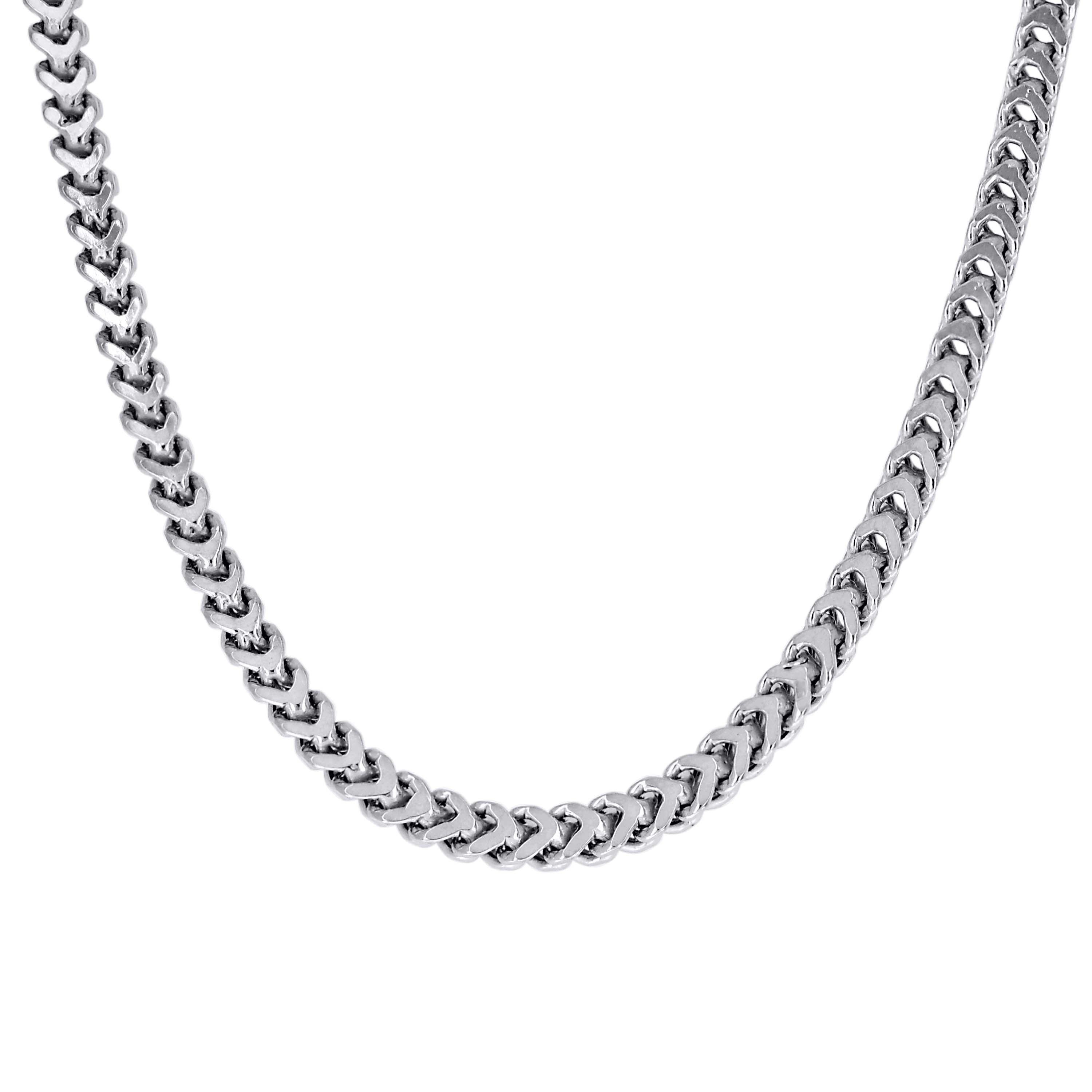 925 Sterling Silver Hollow Franco Chain Rhodium 070 2.5mm