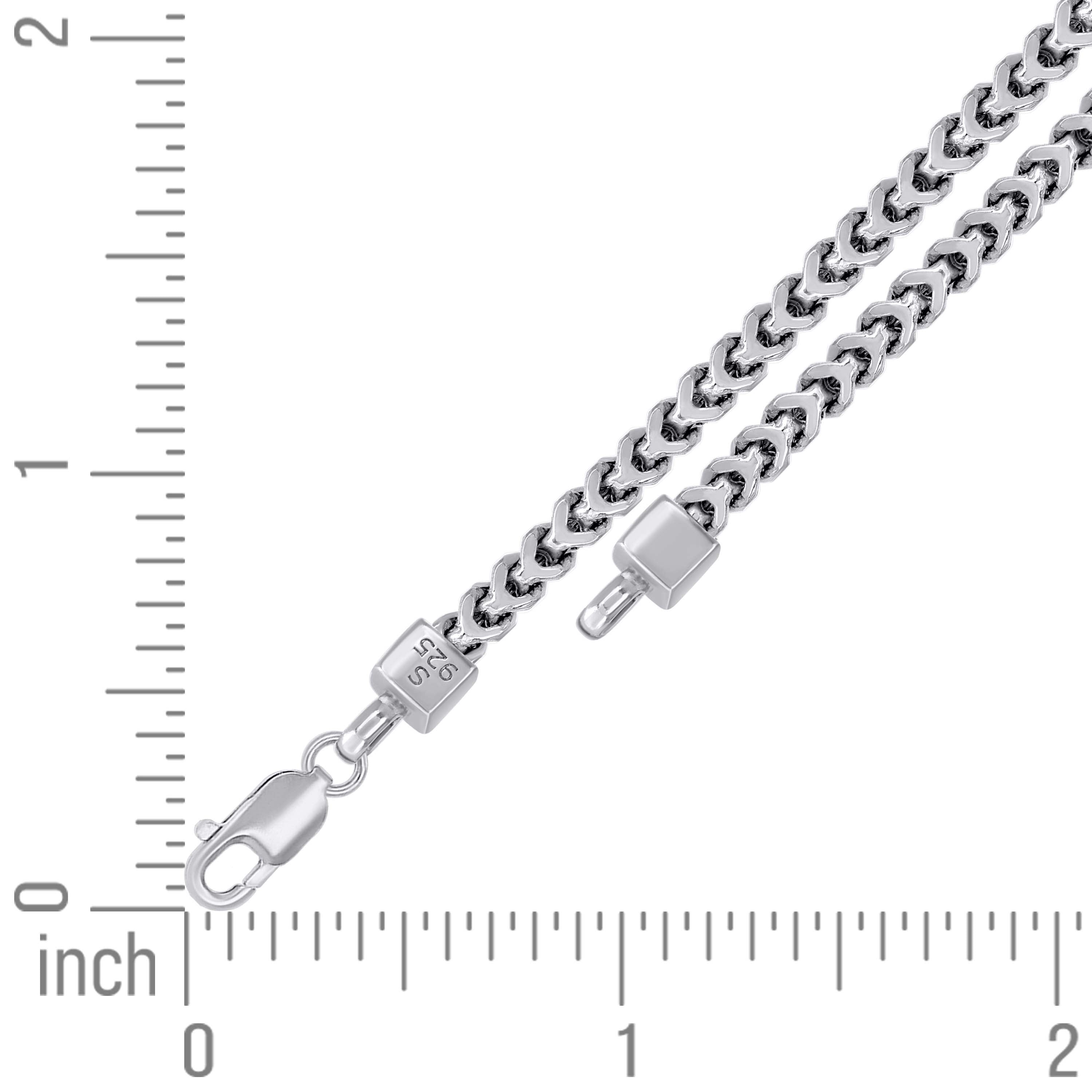 925 Sterling Silver Hollow Franco Chain Rhodium 070 2.5mm
