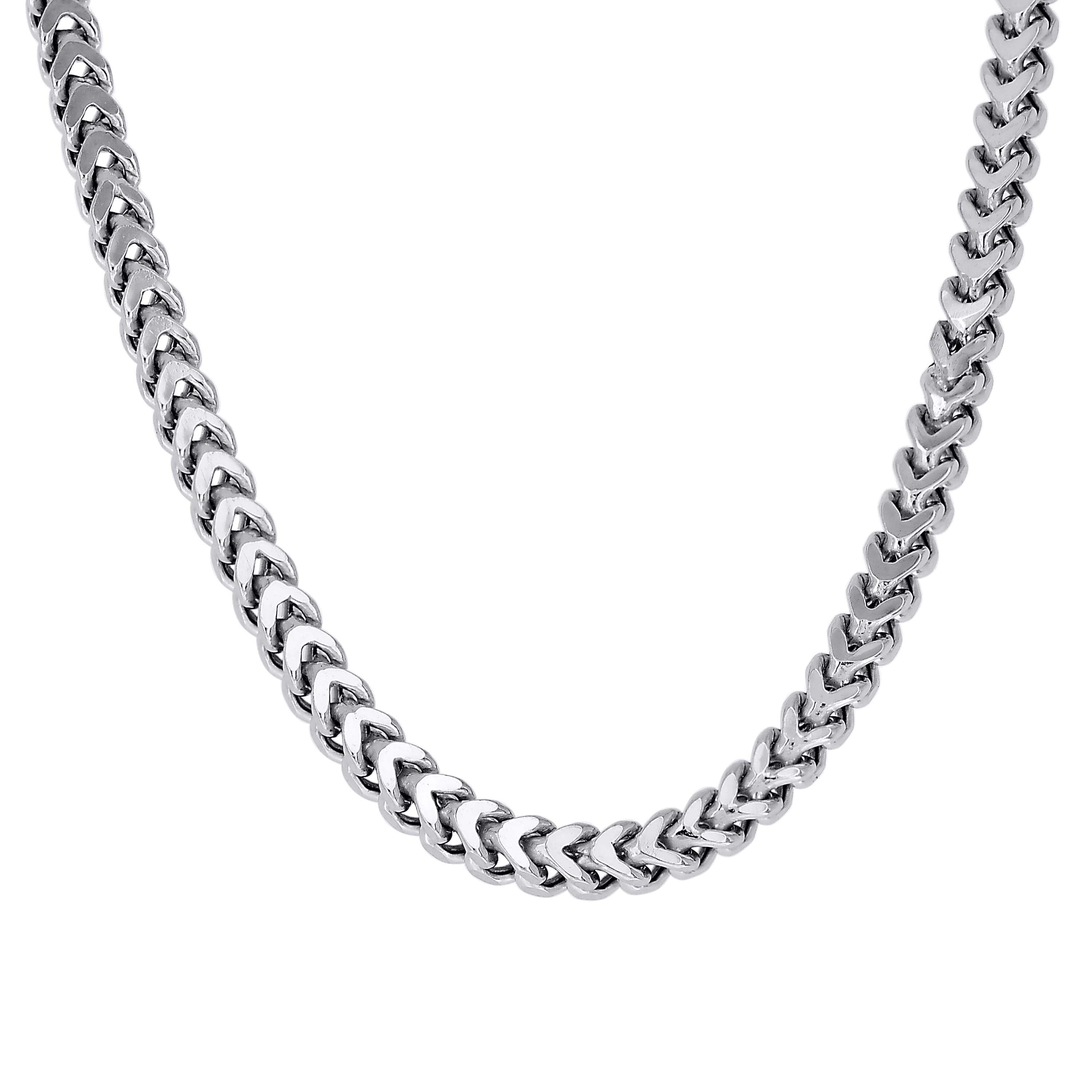 925 Sterling Silver Hollow Franco Chain Rhodium 070 2.5mm