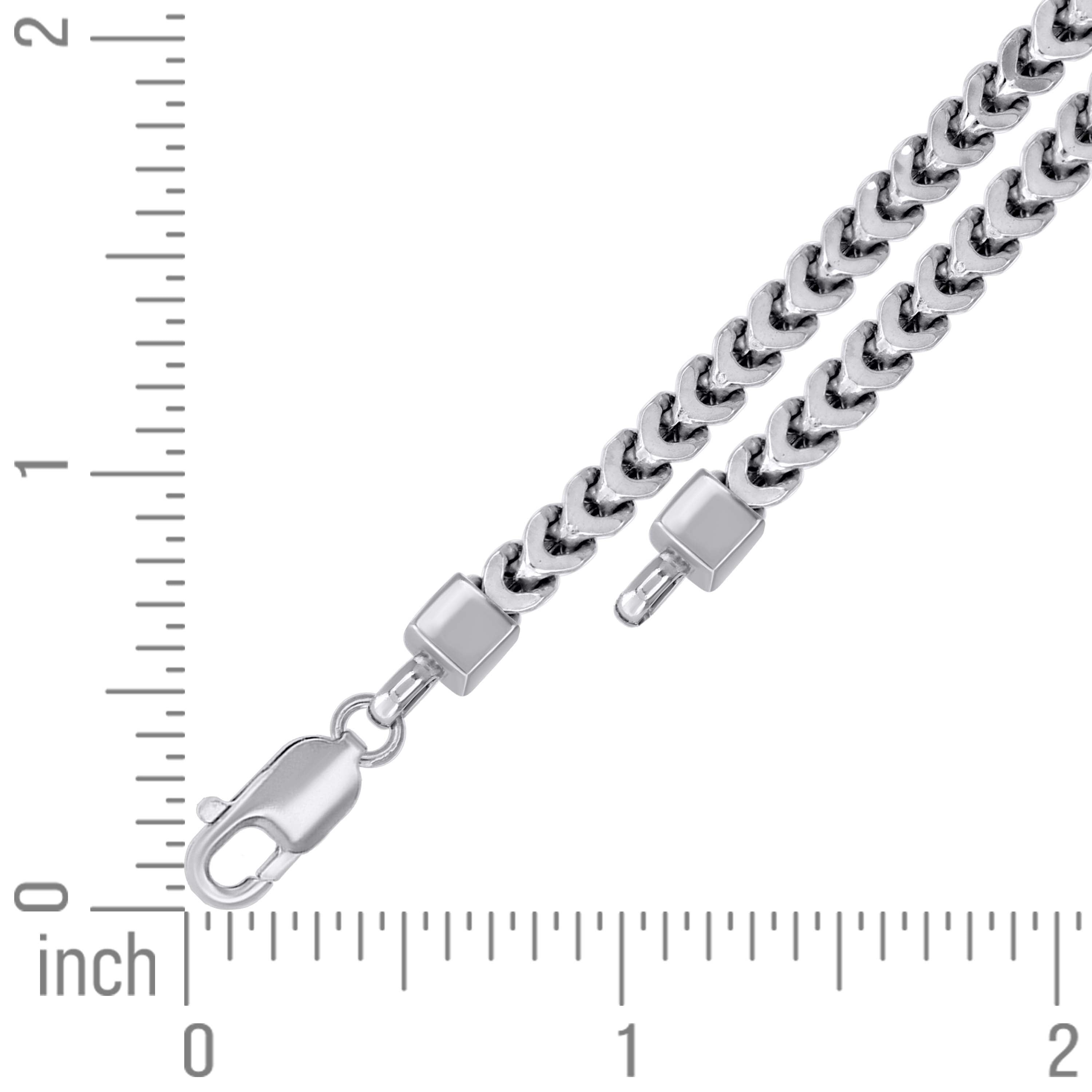 925 Sterling Silver Hollow Franco Chain Rhodium 070 2.5mm