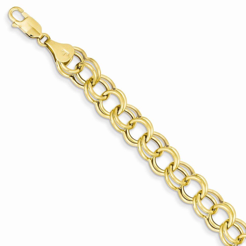 14K Hollow Double Link Charm Bracelet