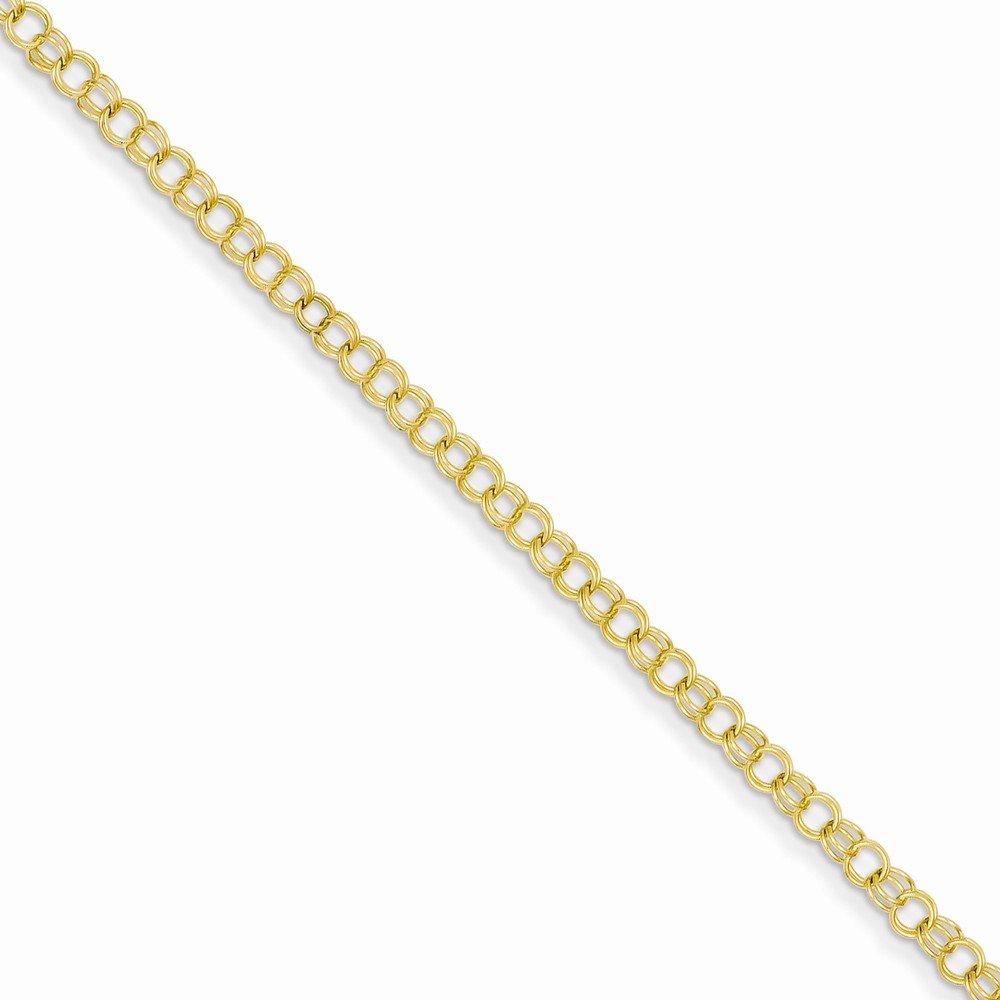 14K 3.5Mm Solid Double Link Charm Bracelet