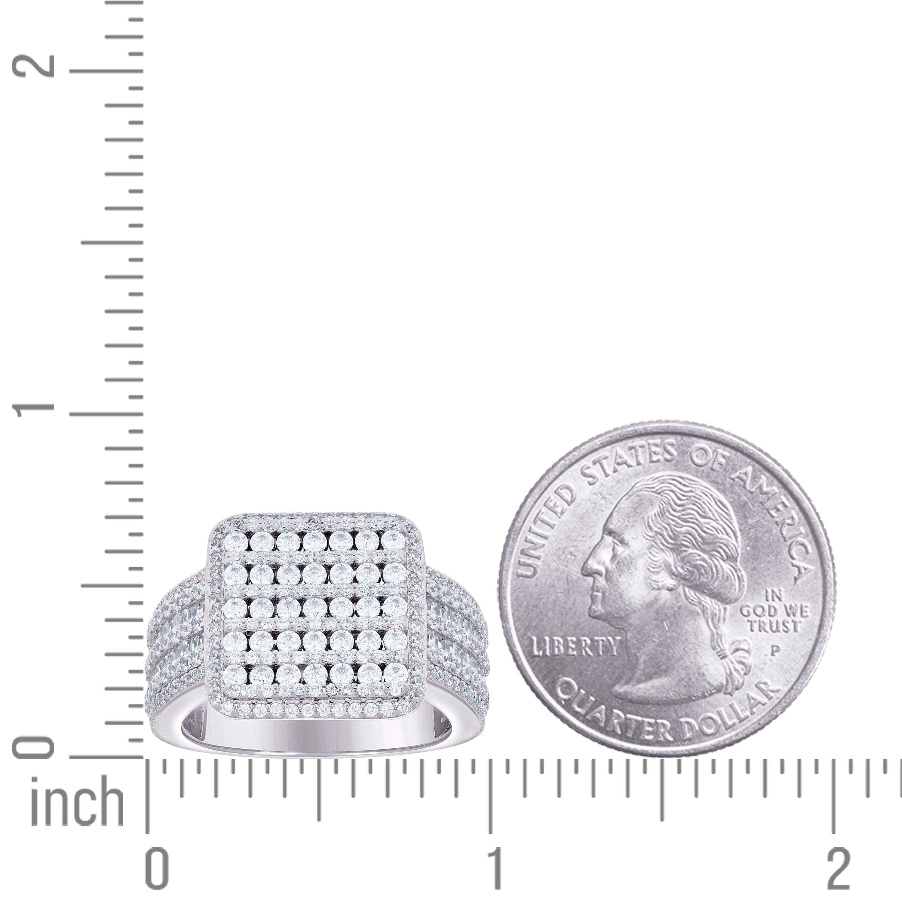 925 Sterling Silver Mens Cubic-Zirconia Square Head Fashion Ring