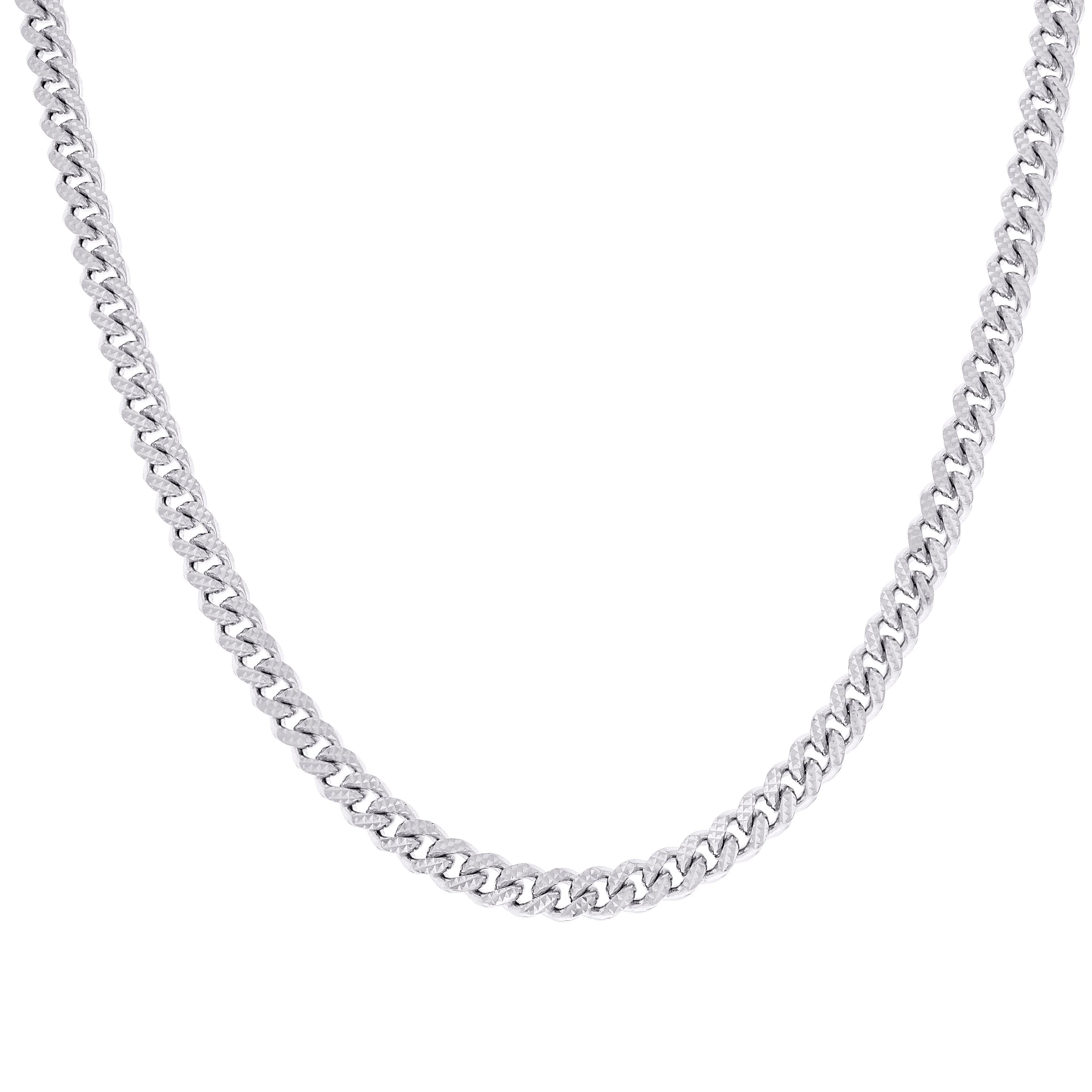 925 Sterling Silver Solid Miami Cuban Pyramid Chain Rhodium 150 4.9mm