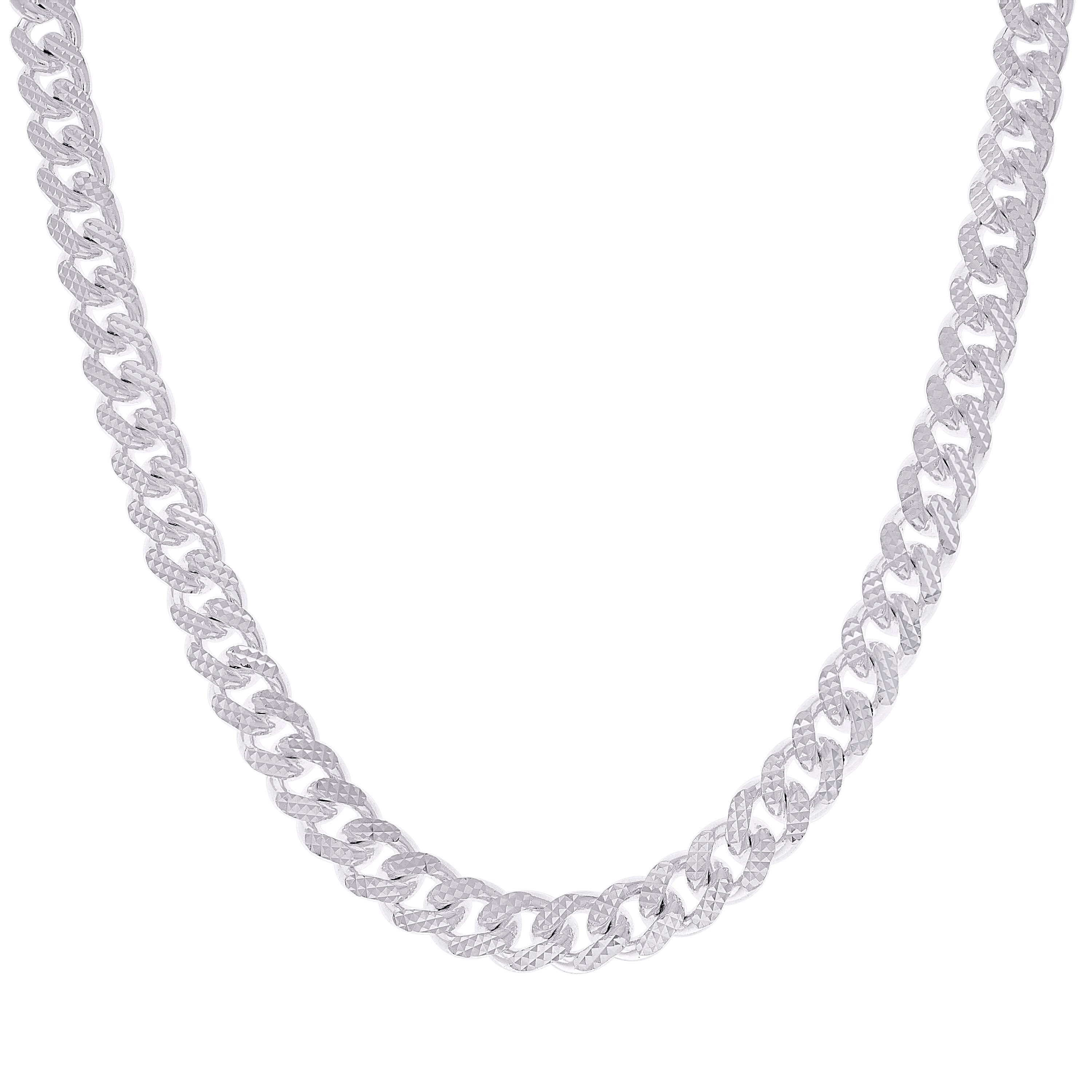 925 Sterling Silver Solid Miami Cuban Pyramid Chain Rhodium 150 4.9mm