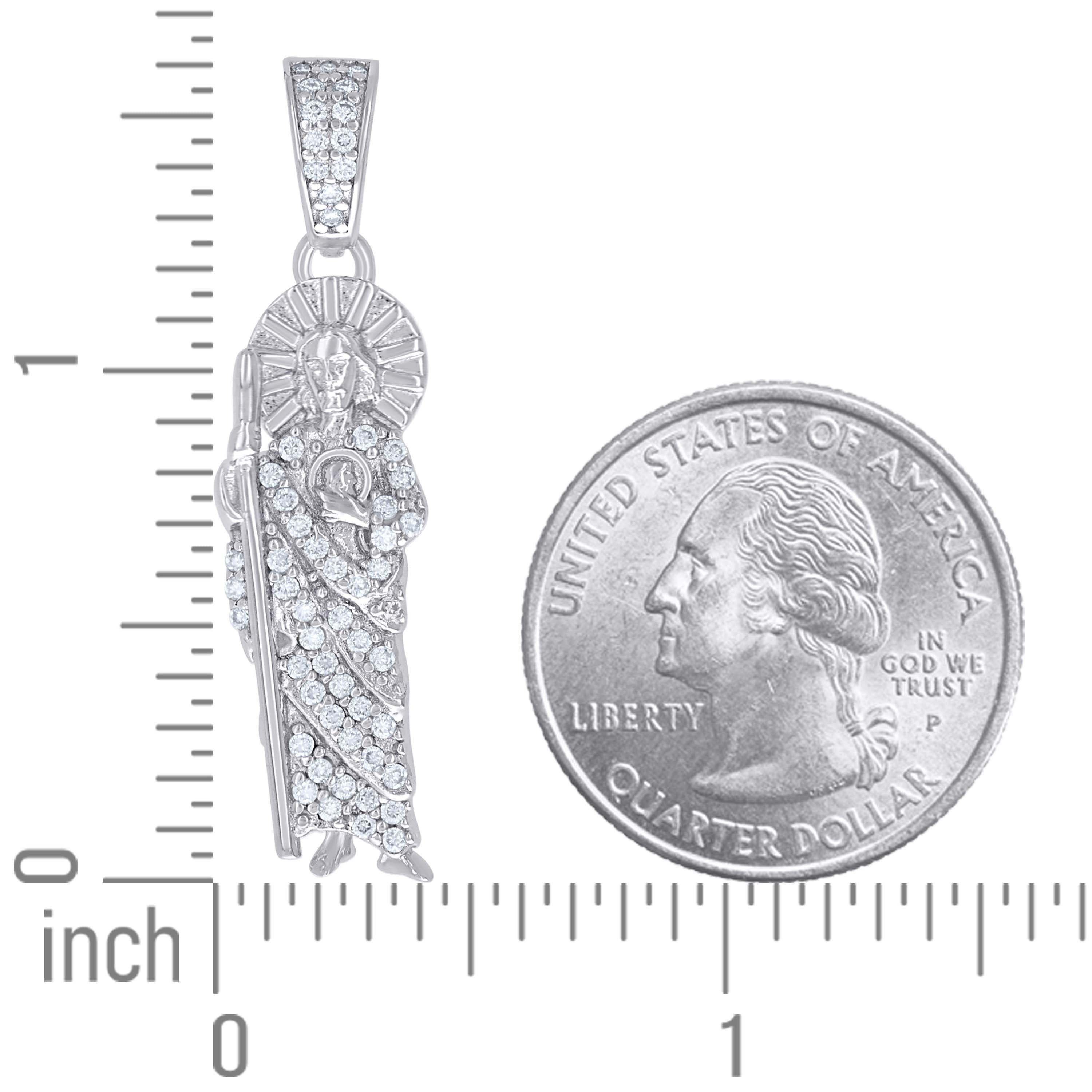 925 Sterling Silver Mens Cubic-Zirconia St. Jude Religious Charm Pendant