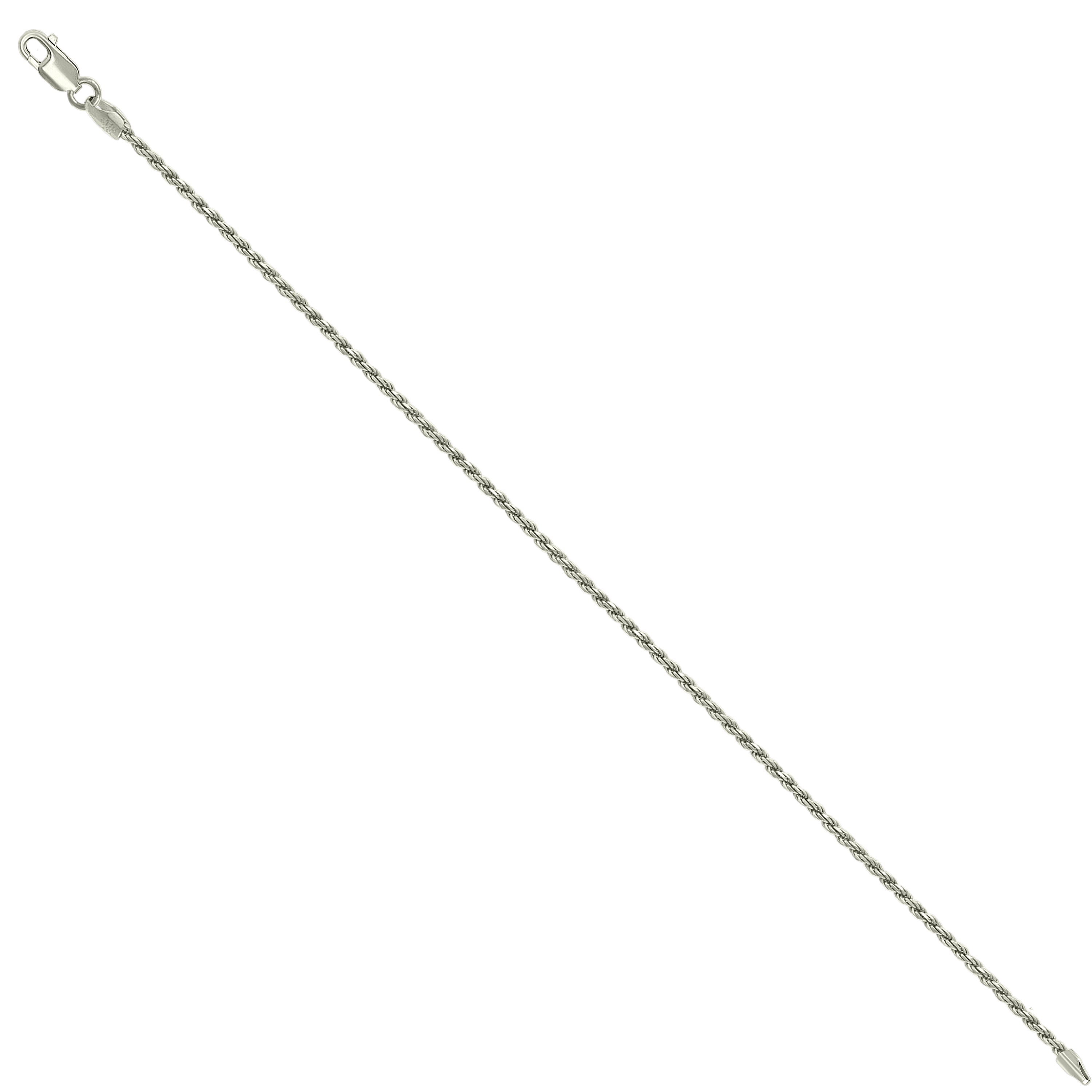 925 Sterling Silver Solid Rope Chain Silver 025 0.5mm