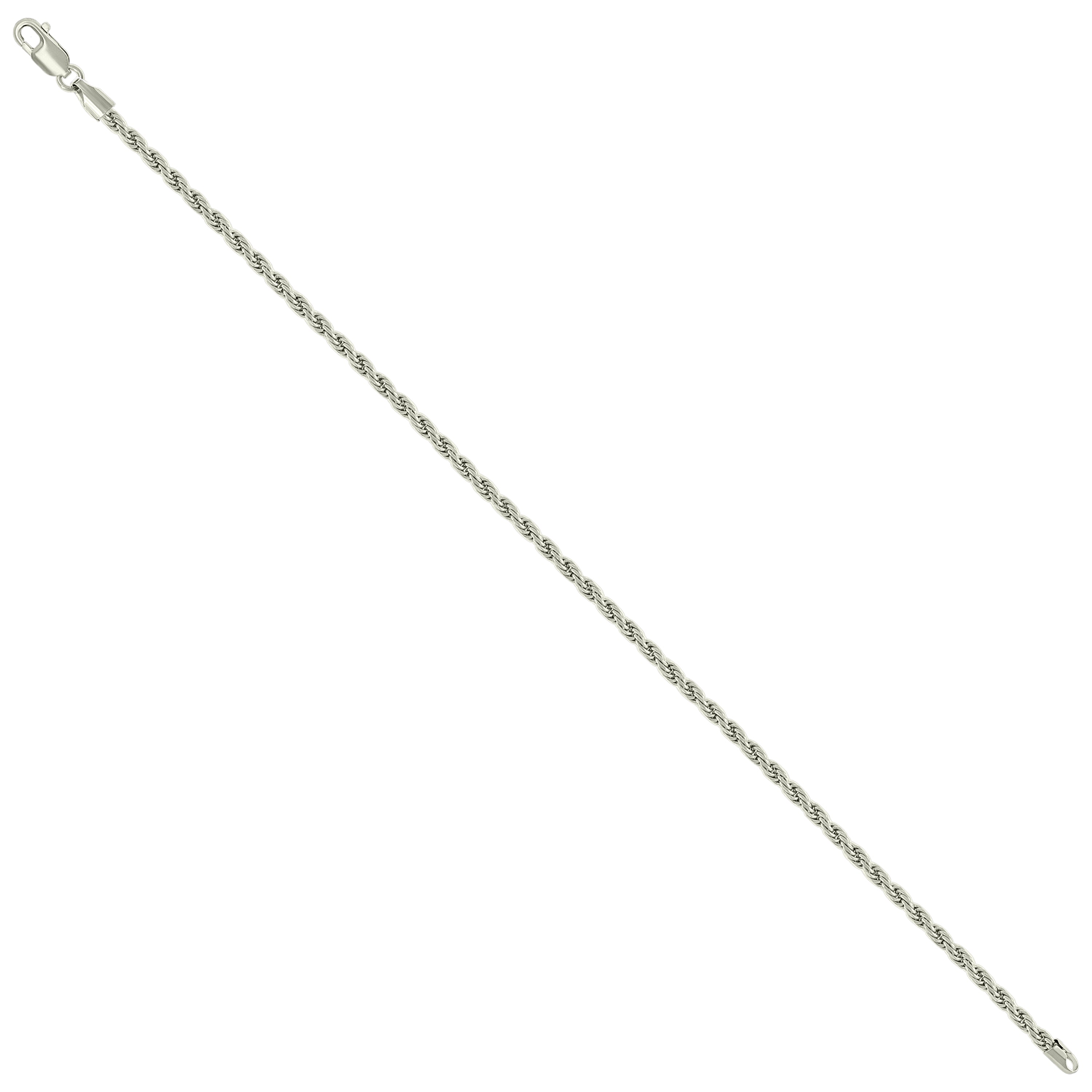 925 Sterling Silver Solid Rope Chain Silver 025 0.5mm