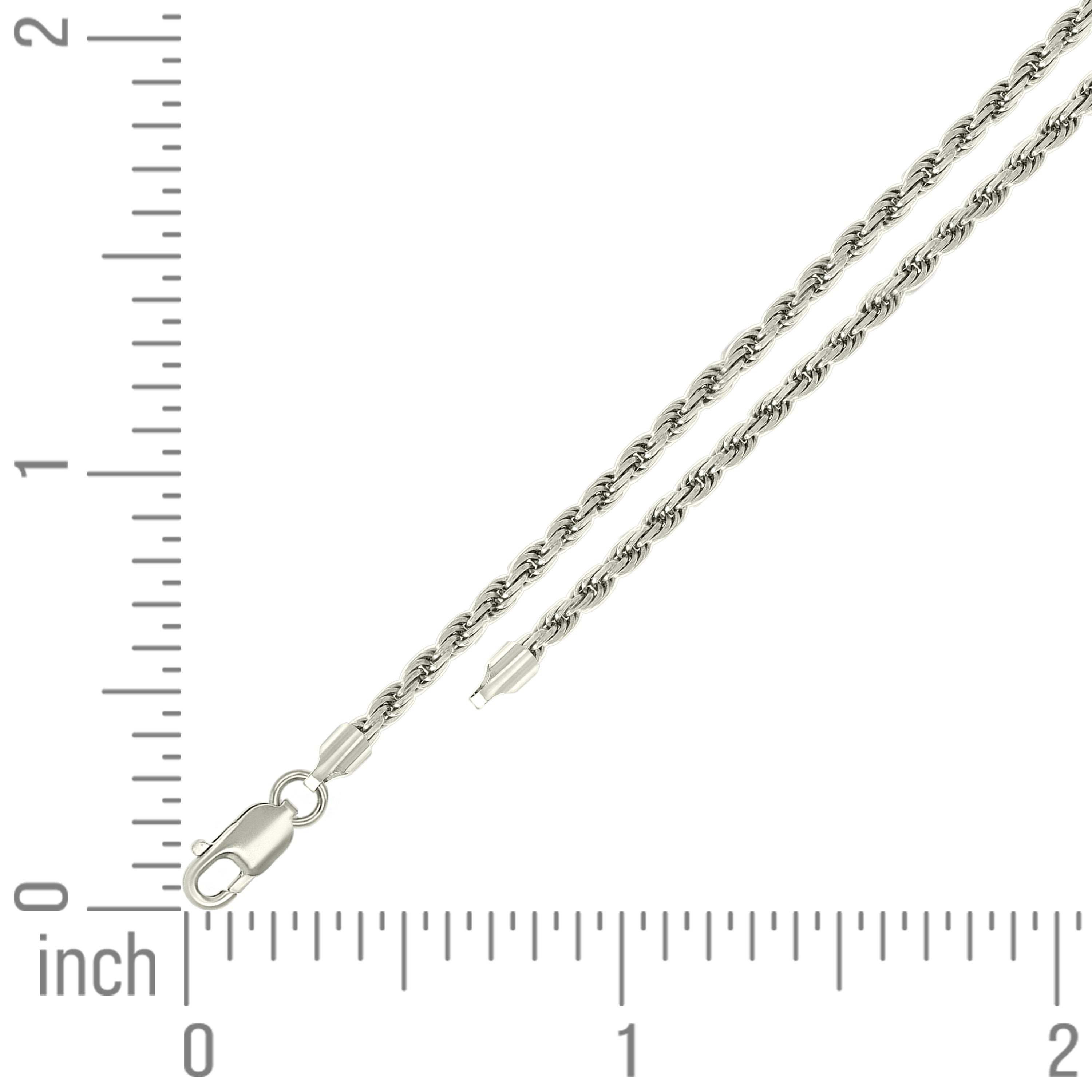 925 Sterling Silver Solid Rope Chain Silver 025 0.5mm