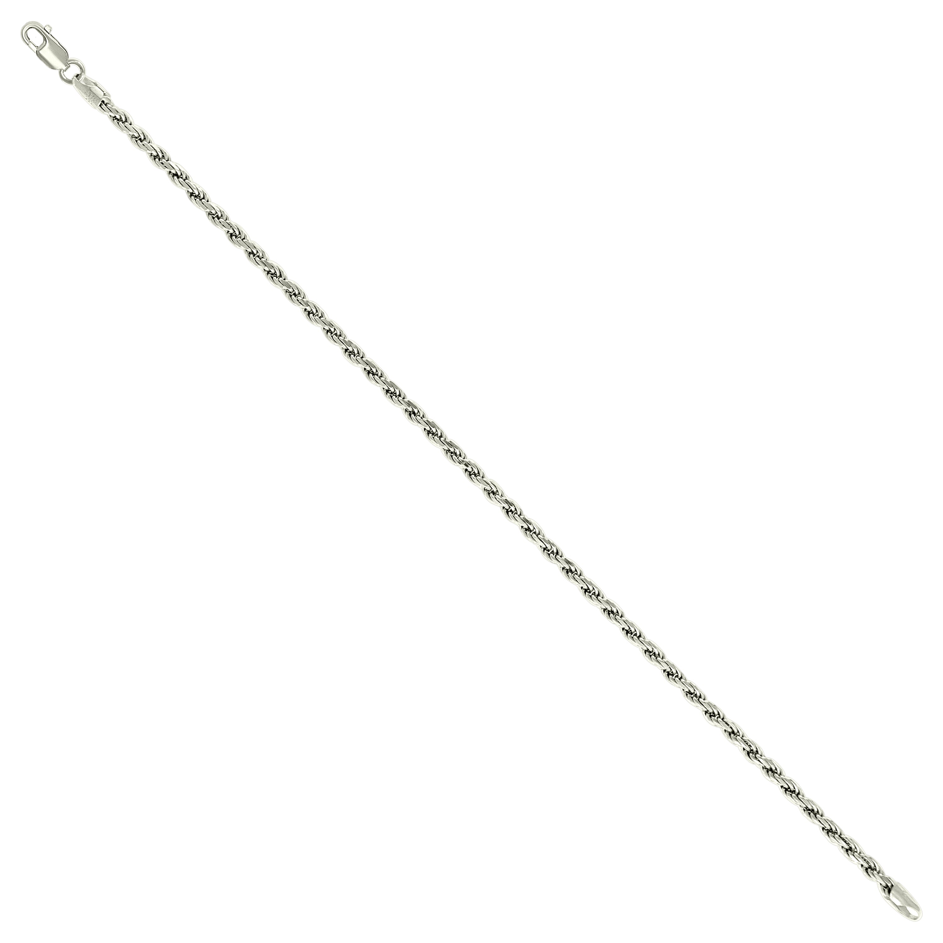 925 Sterling Silver Solid Rope Chain Silver 025 0.5mm