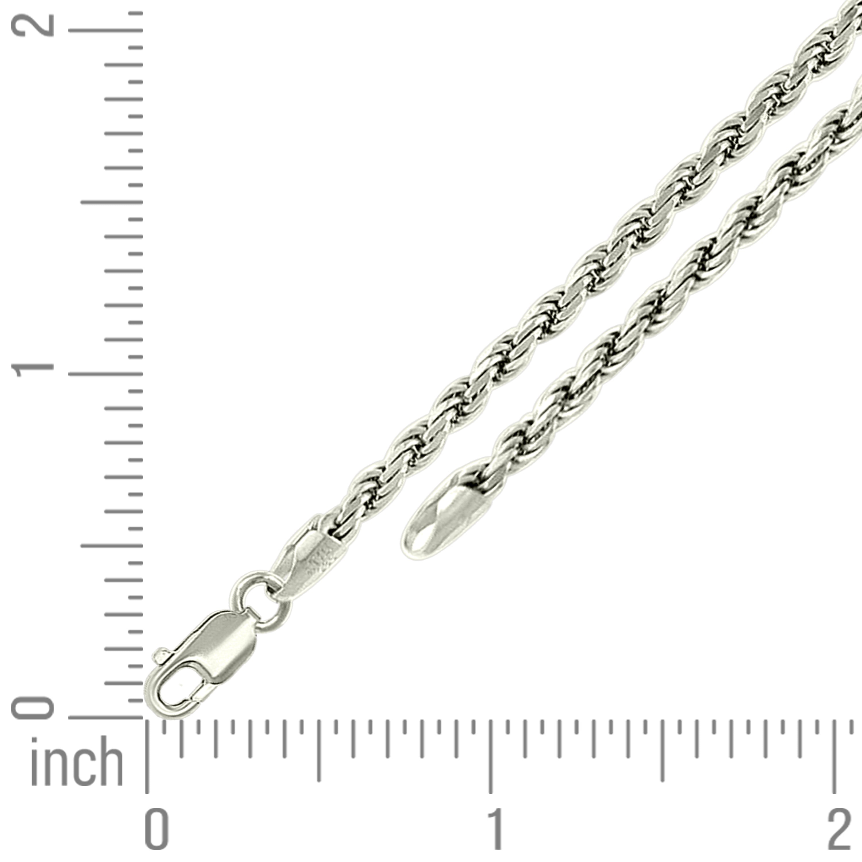 925 Sterling Silver Solid Rope Chain Silver 025 0.5mm