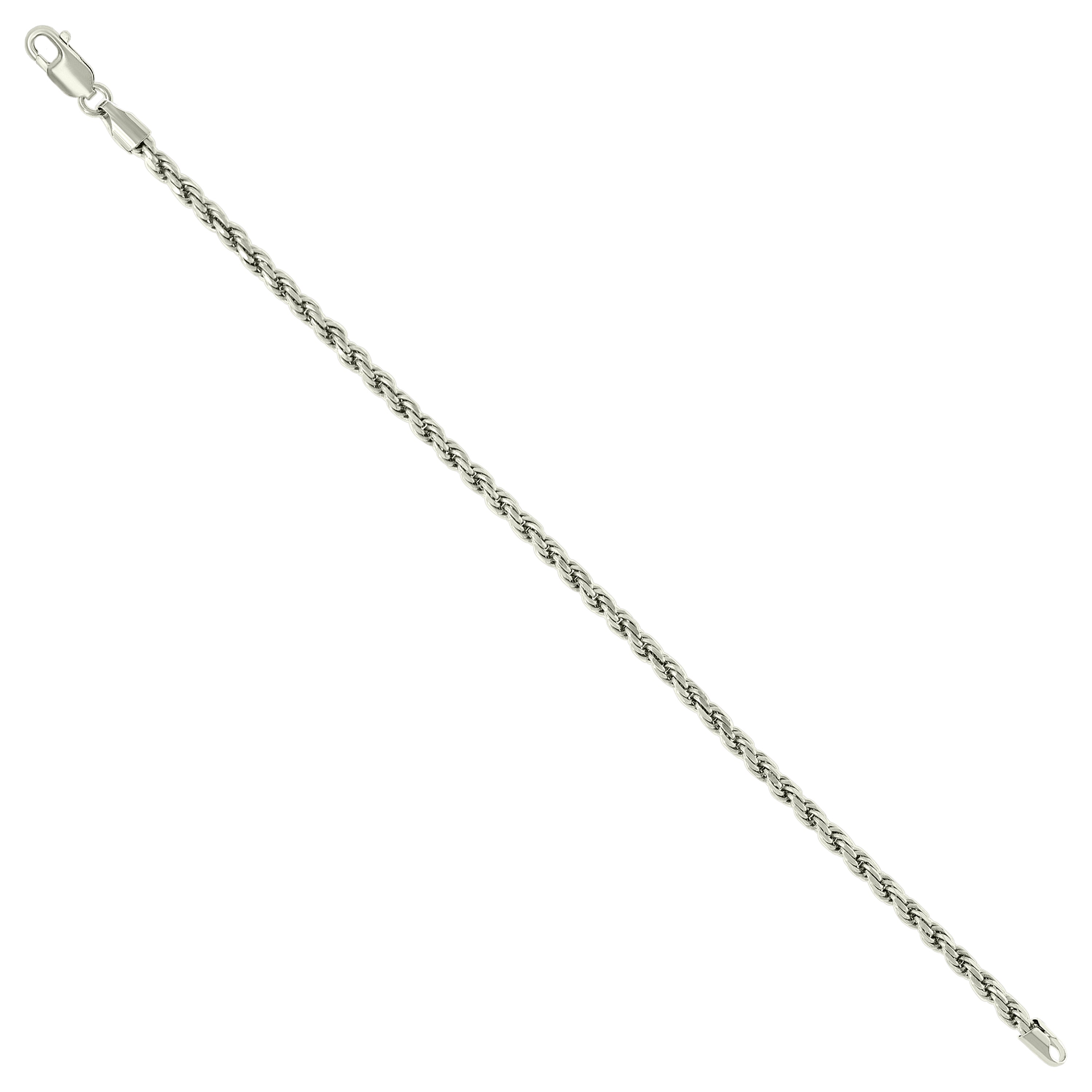 925 Sterling Silver Solid Rope Chain Silver 025 0.5mm