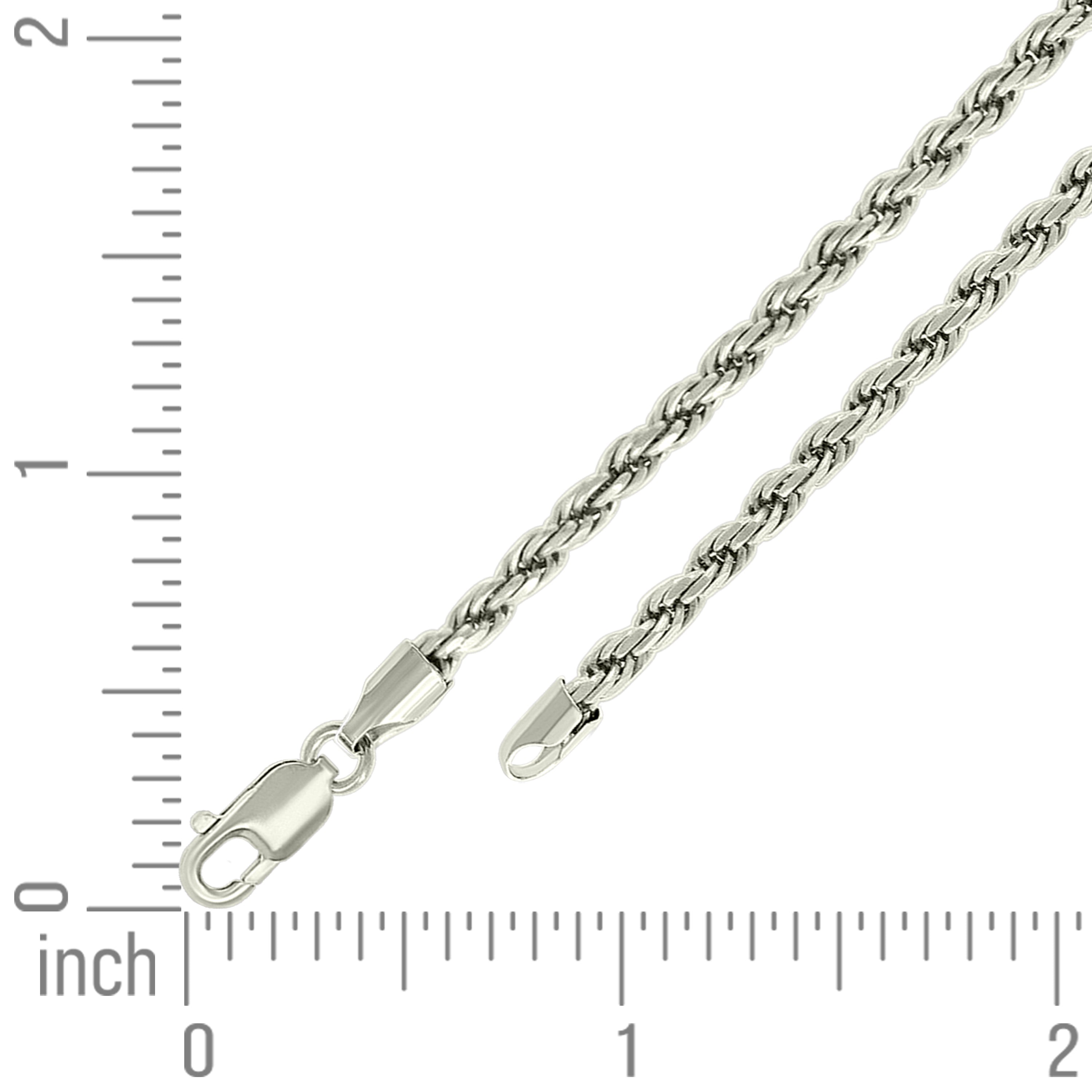925 Sterling Silver Solid Rope Chain Silver 025 0.5mm