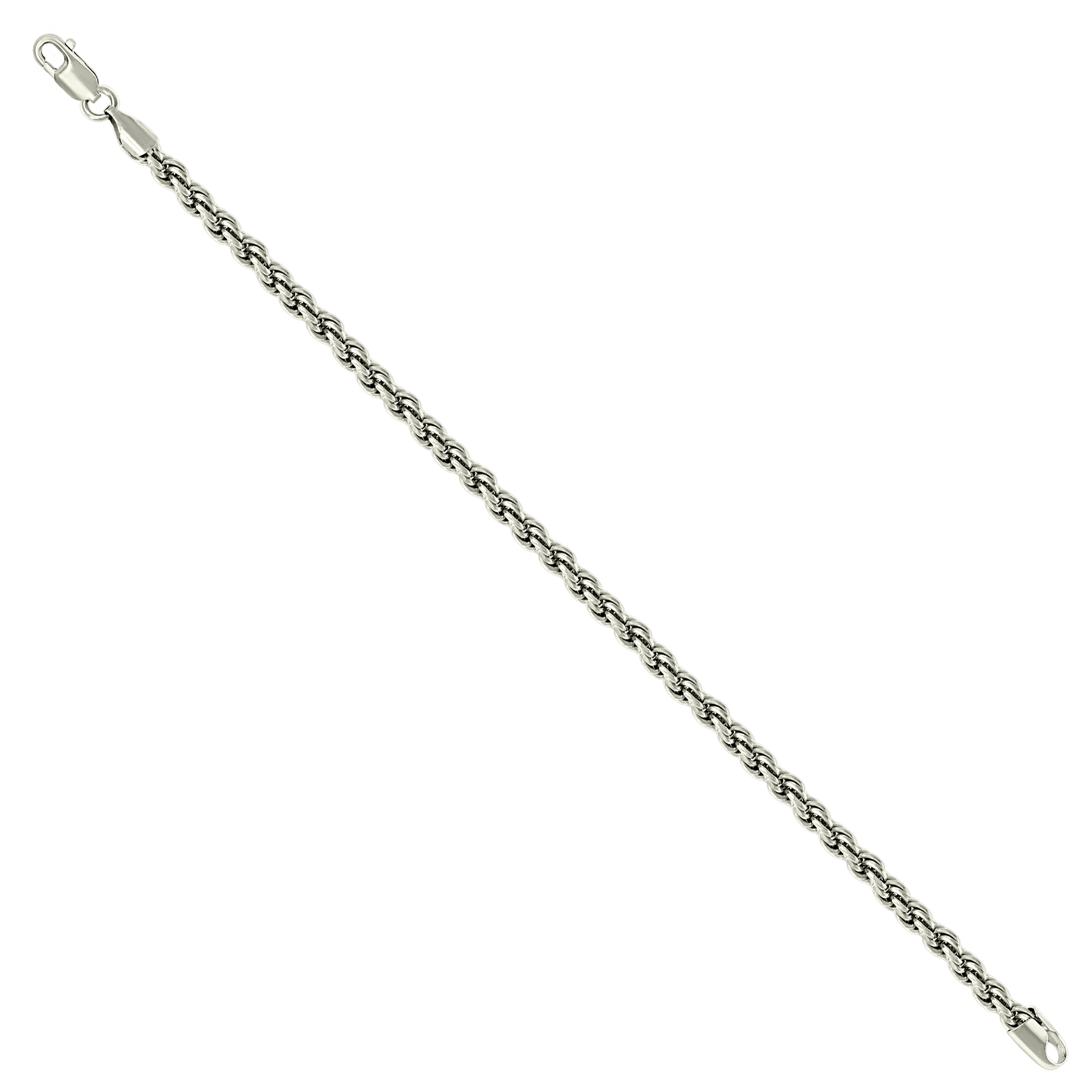 925 Sterling Silver Solid Rope Chain Silver 025 0.5mm