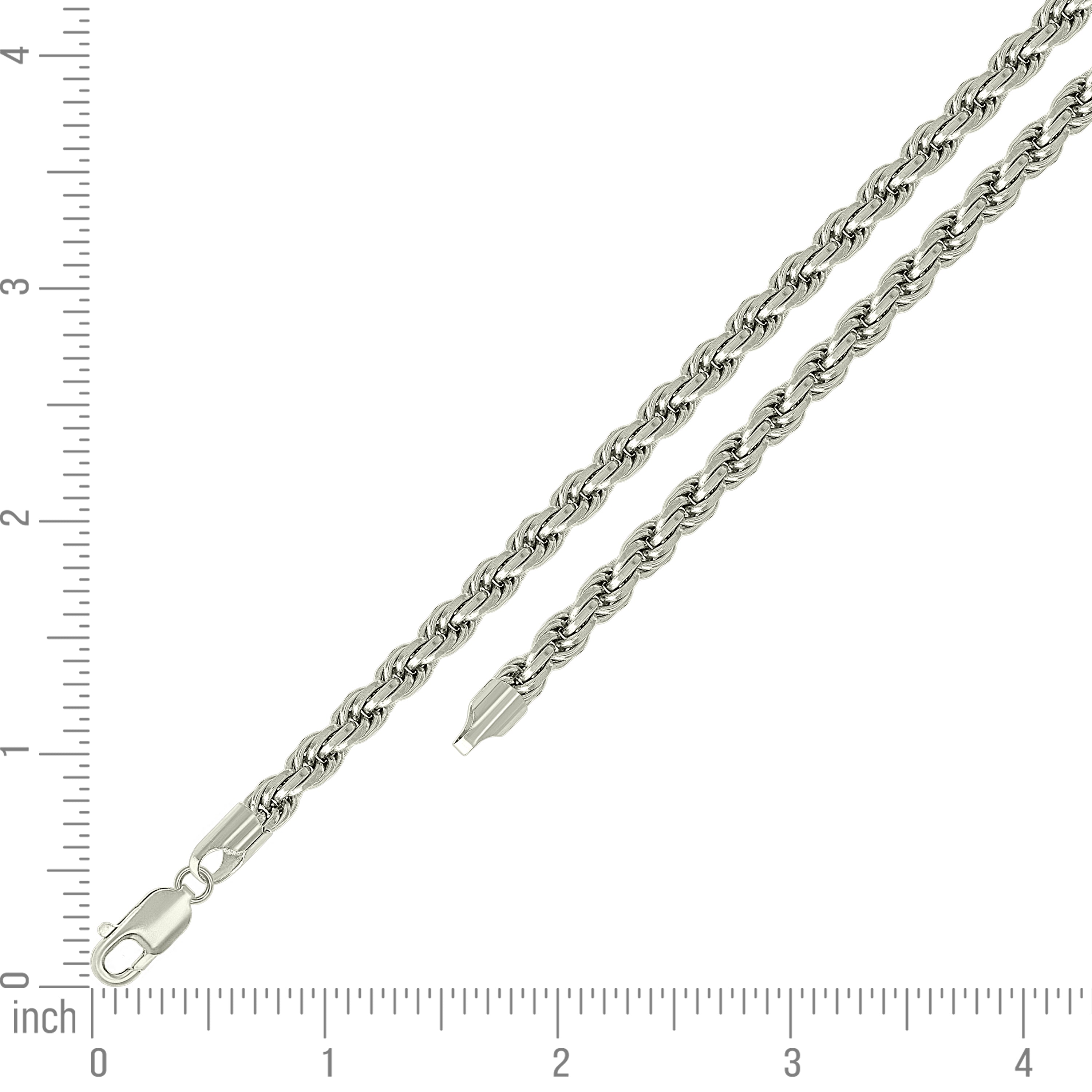 925 Sterling Silver Solid Rope Chain Silver 025 0.5mm