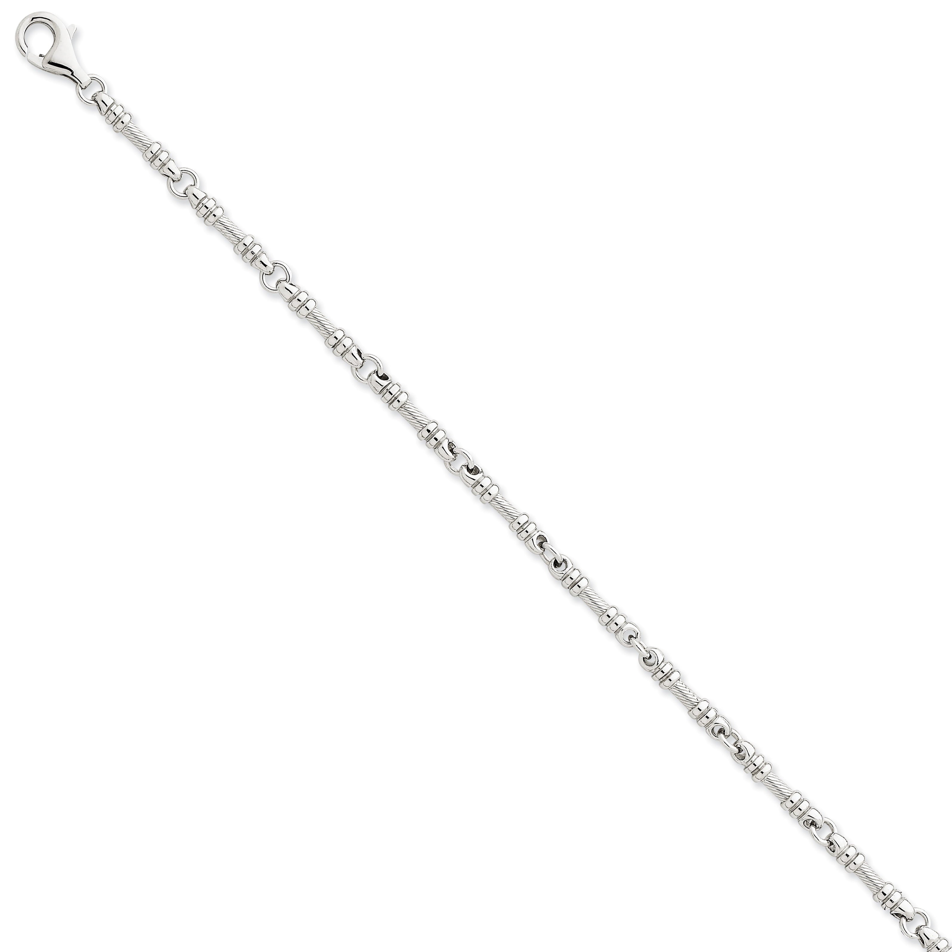 14K White Gold 20 Inch 3.5Mm Hand Polished And Textured Fancy Link With Fancy Lobster Clasp Chain