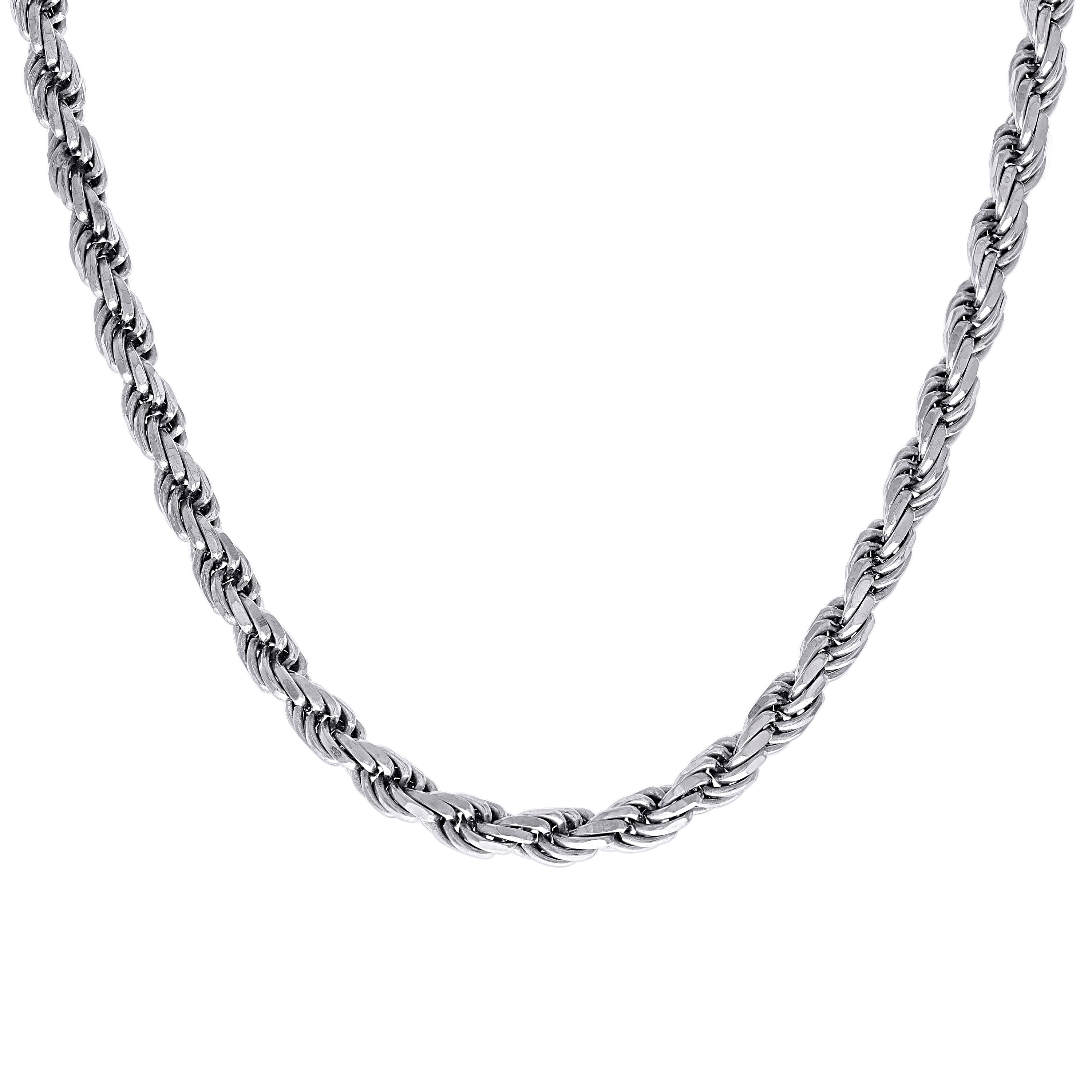 925 Sterling Silver Solid Rope Chain Silver 025 0.5mm