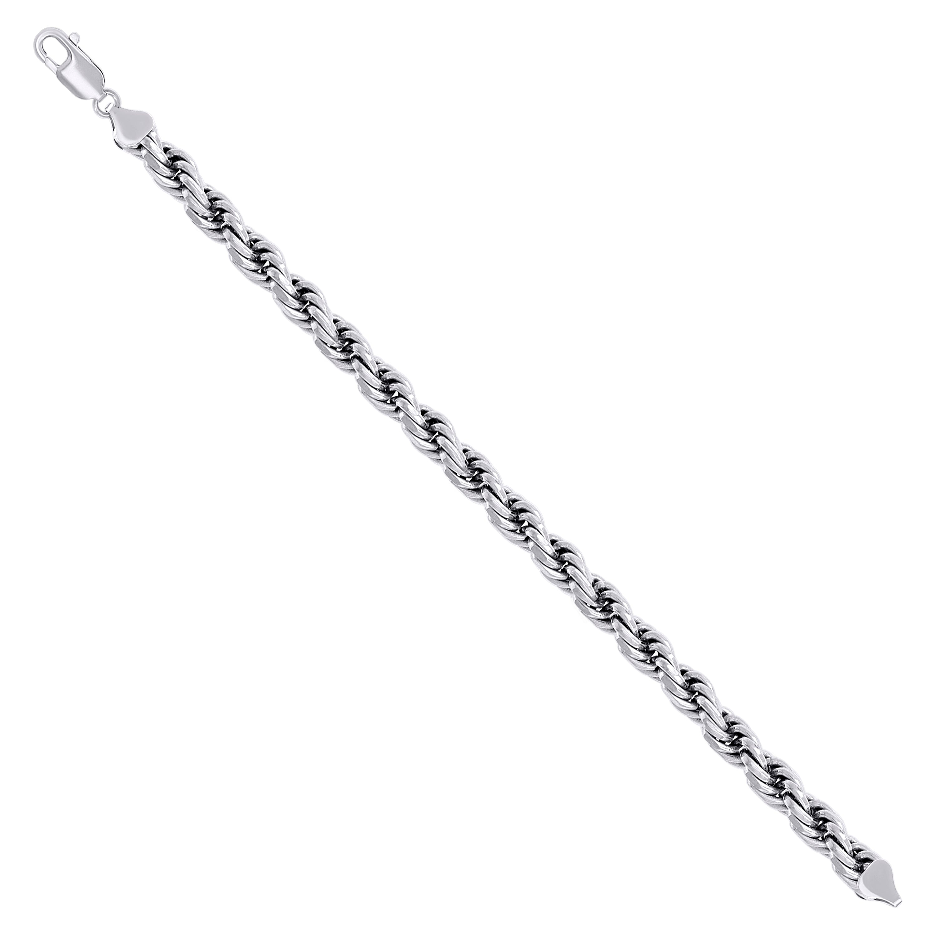 925 Sterling Silver Solid Rope Chain Silver 025 0.5mm