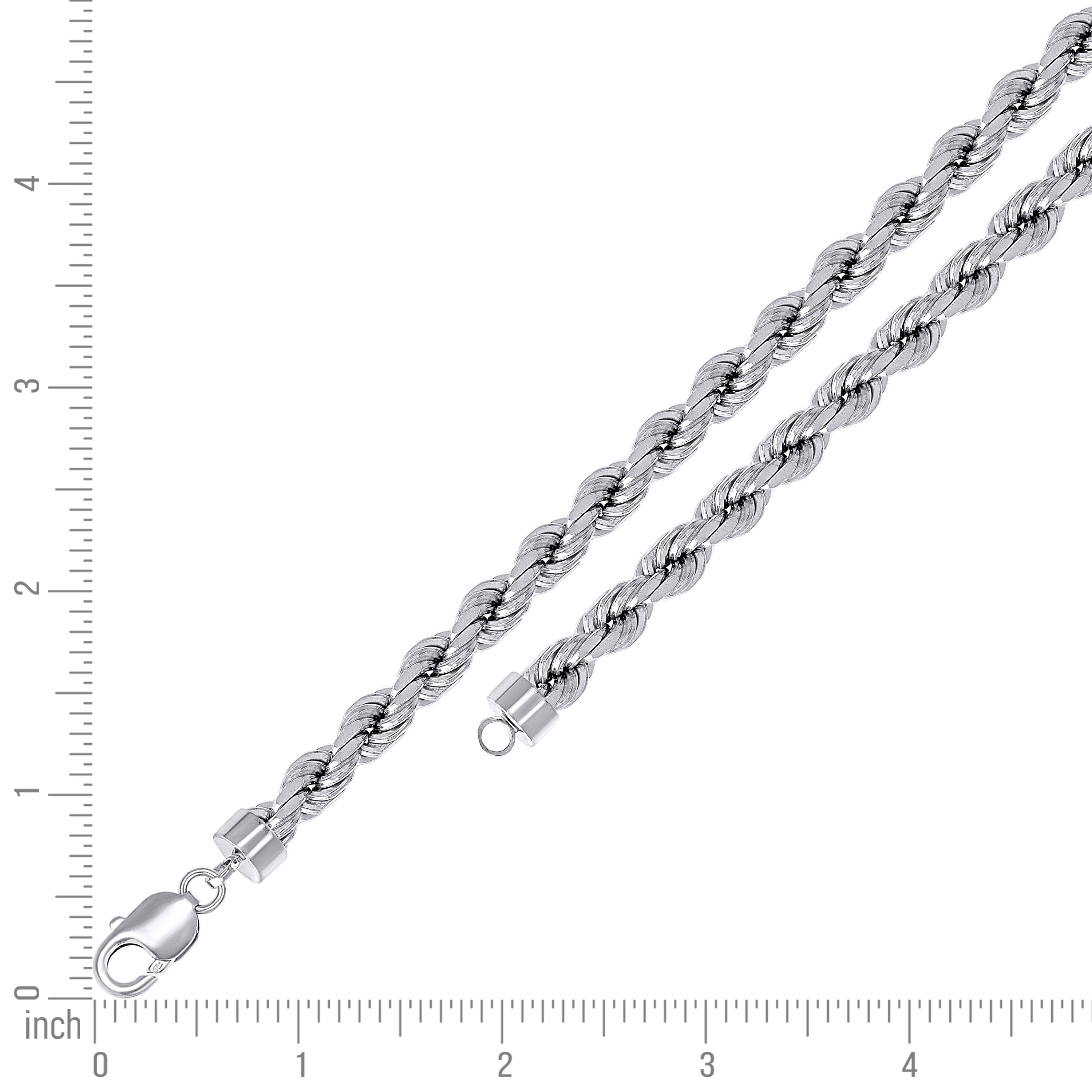 925 Sterling Silver Solid Rope Chain Silver 025 0.5mm