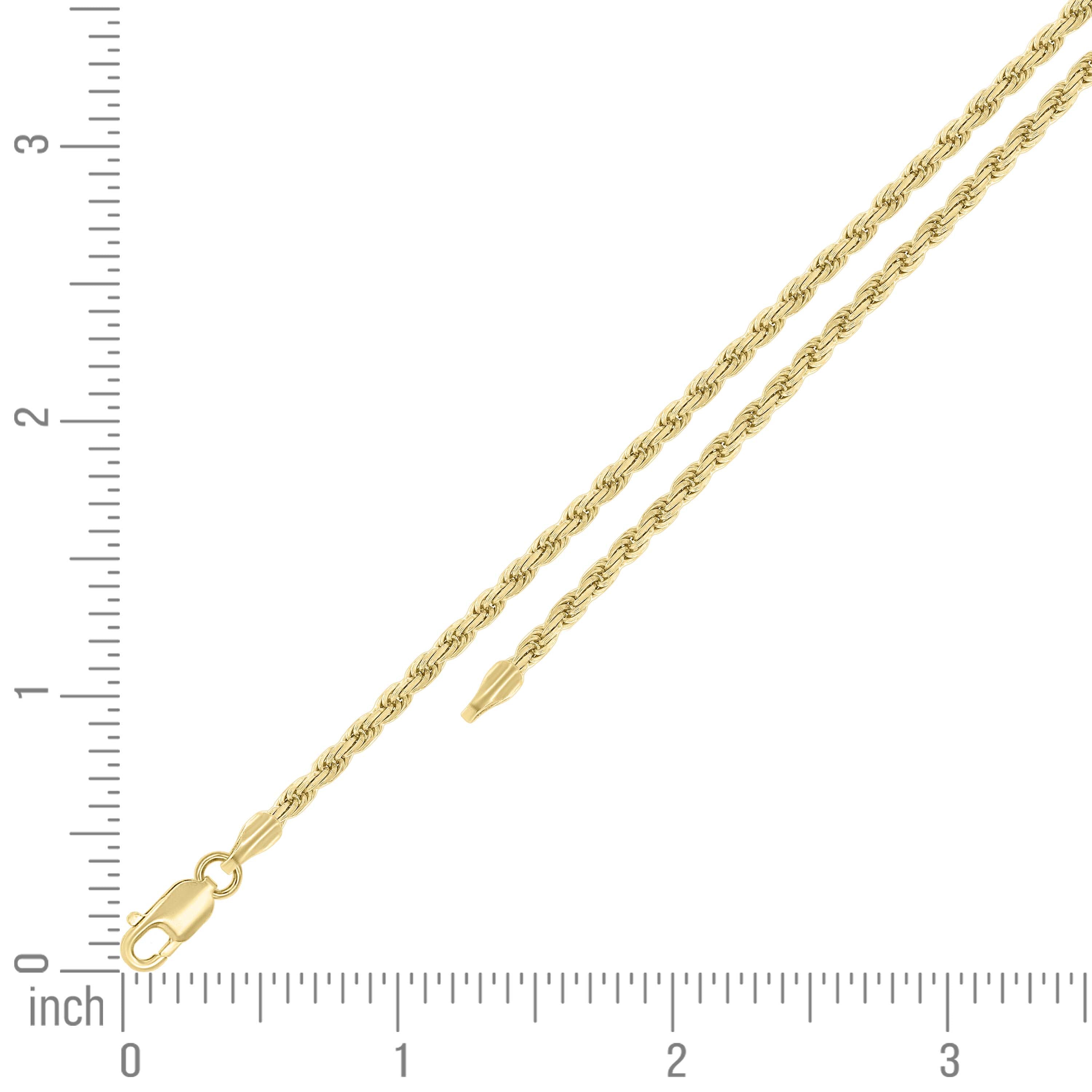 925 Sterling Silver Solid Rope Chain Silver 025 0.5mm