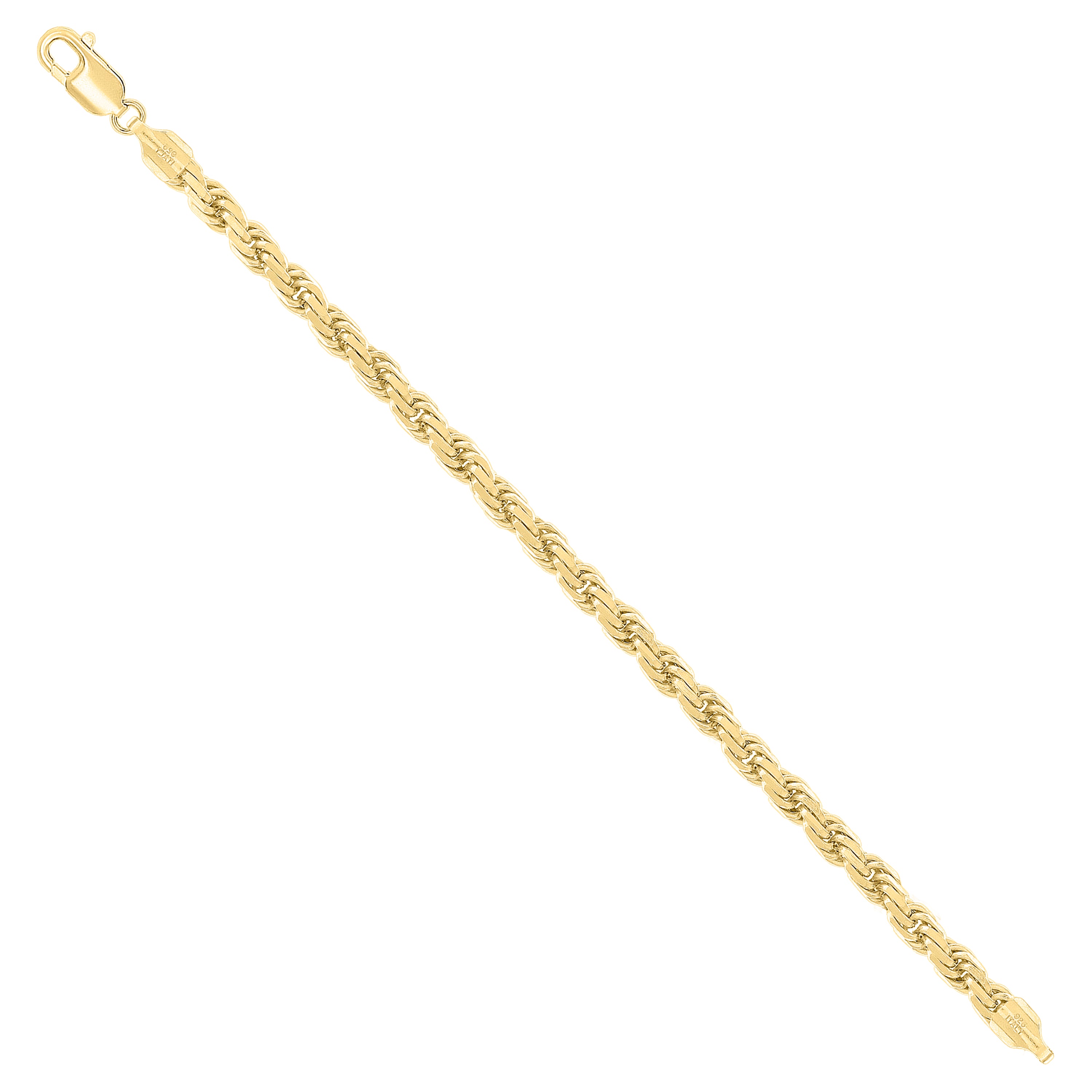 925 Sterling Silver Solid Rope Chain Silver 025 0.5mm