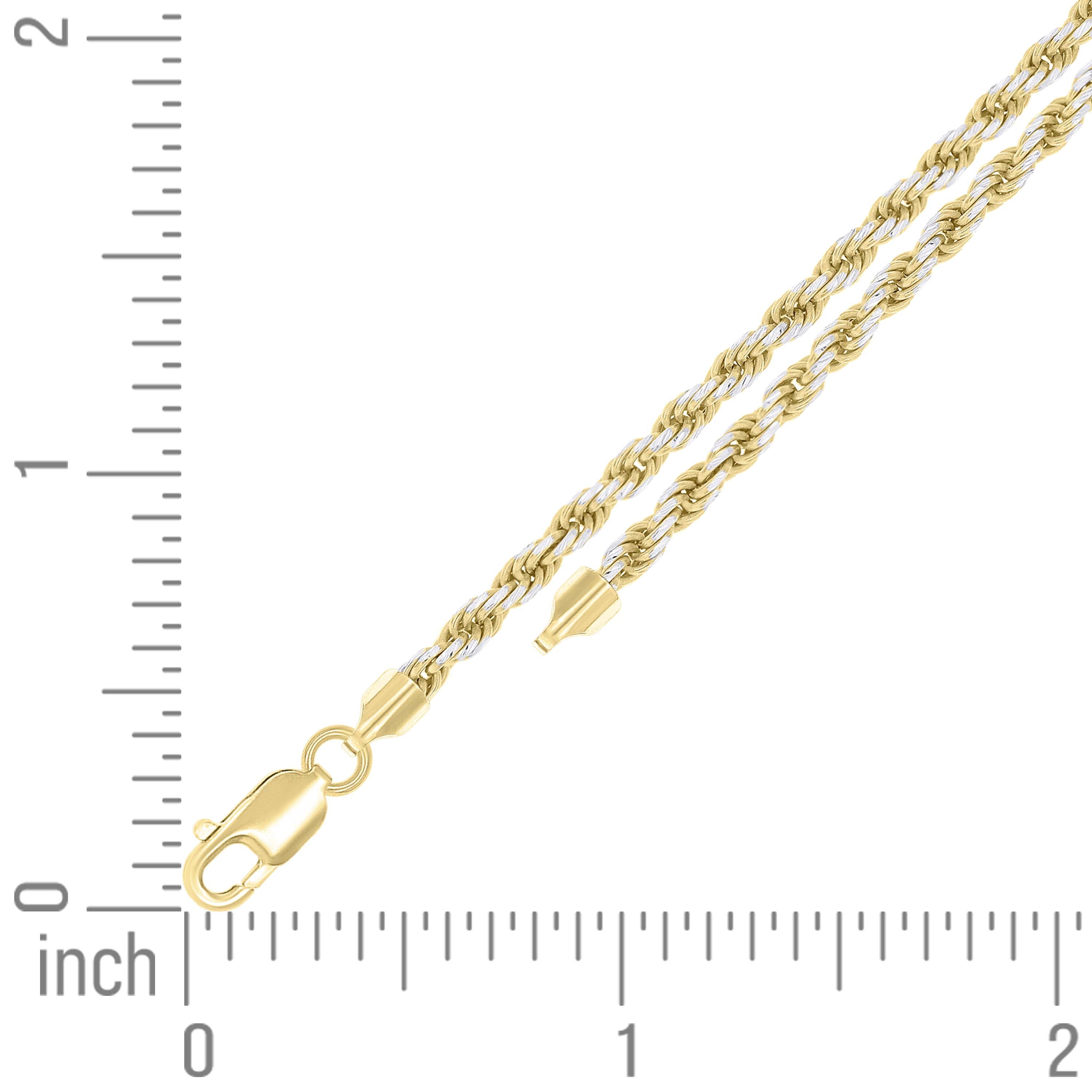 925 Sterling Silver Solid Rope Chain Silver 025 0.5mm