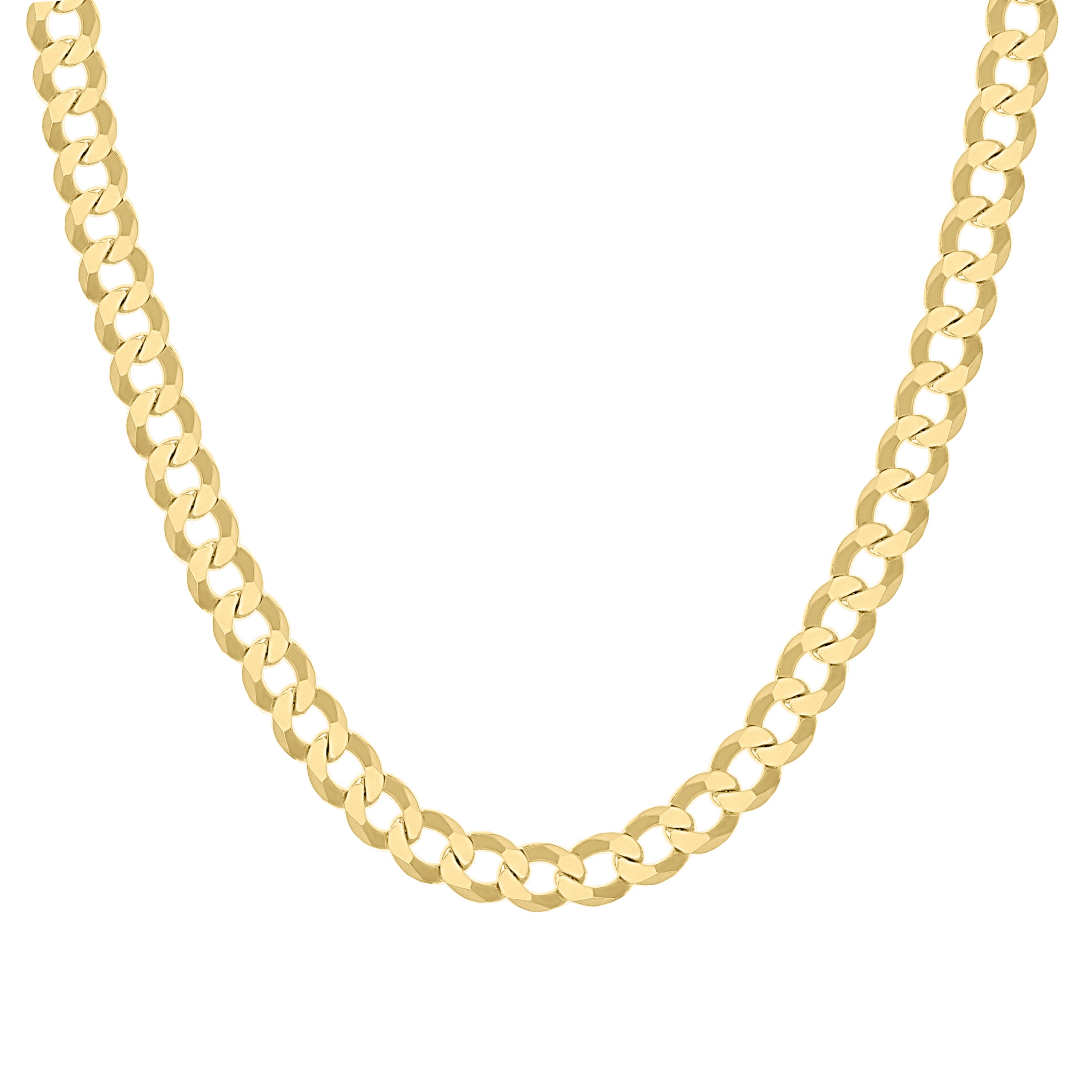 925 Sterling Silver Solid Super Flat Cuban Chain Yellow 060 2mm