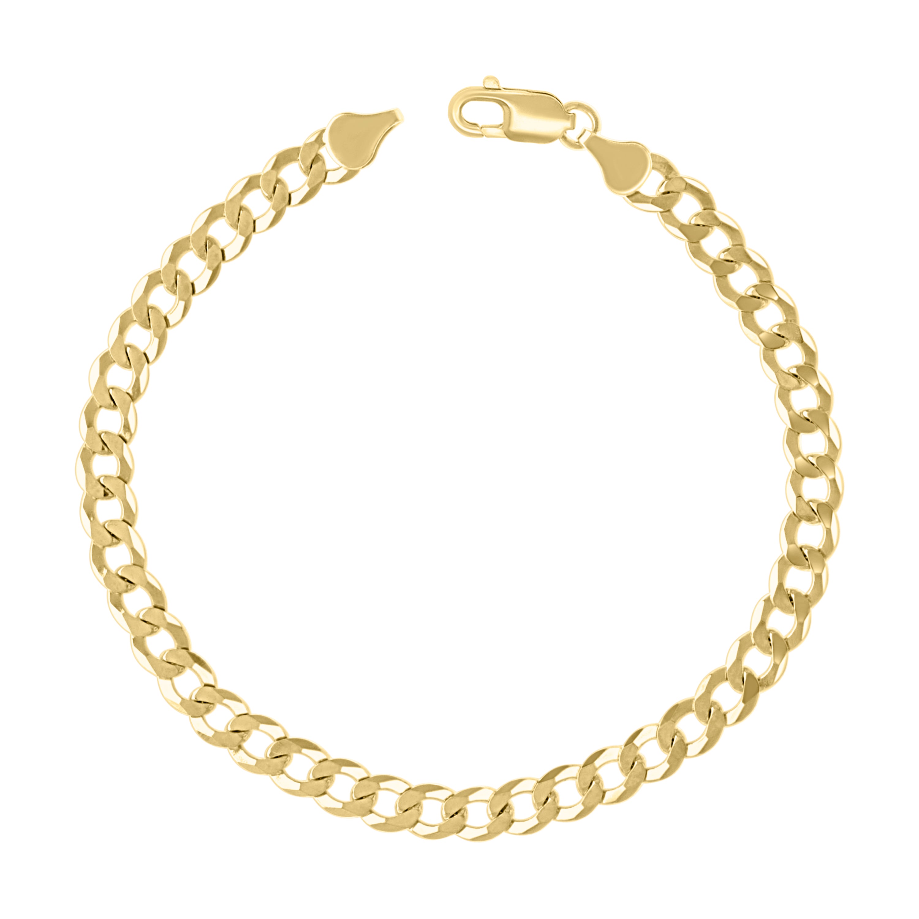 925 Sterling Silver Solid Super Flat Cuban Chain Yellow 060 2mm