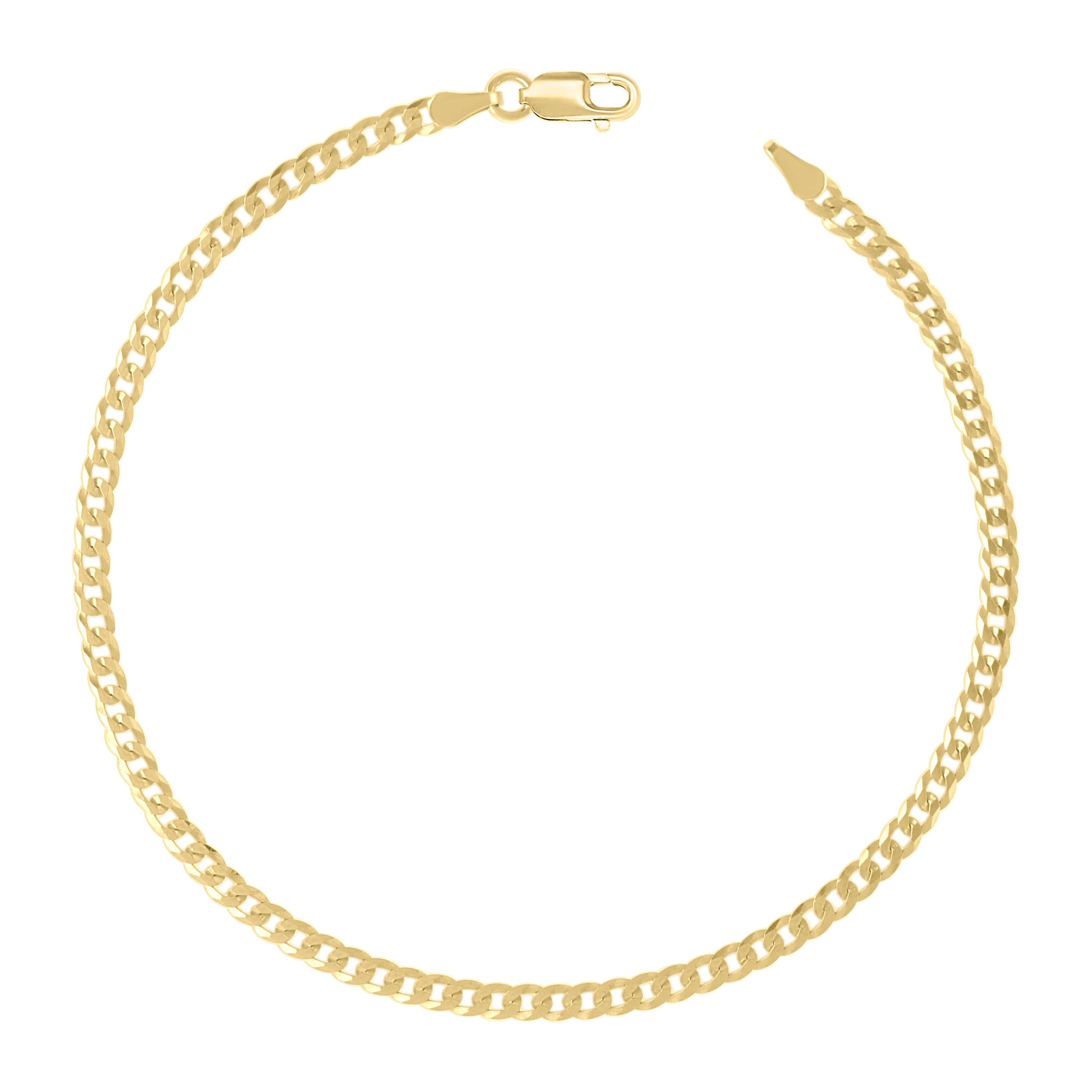 925 Sterling Silver Solid Super Flat Cuban Chain Yellow 060 2mm