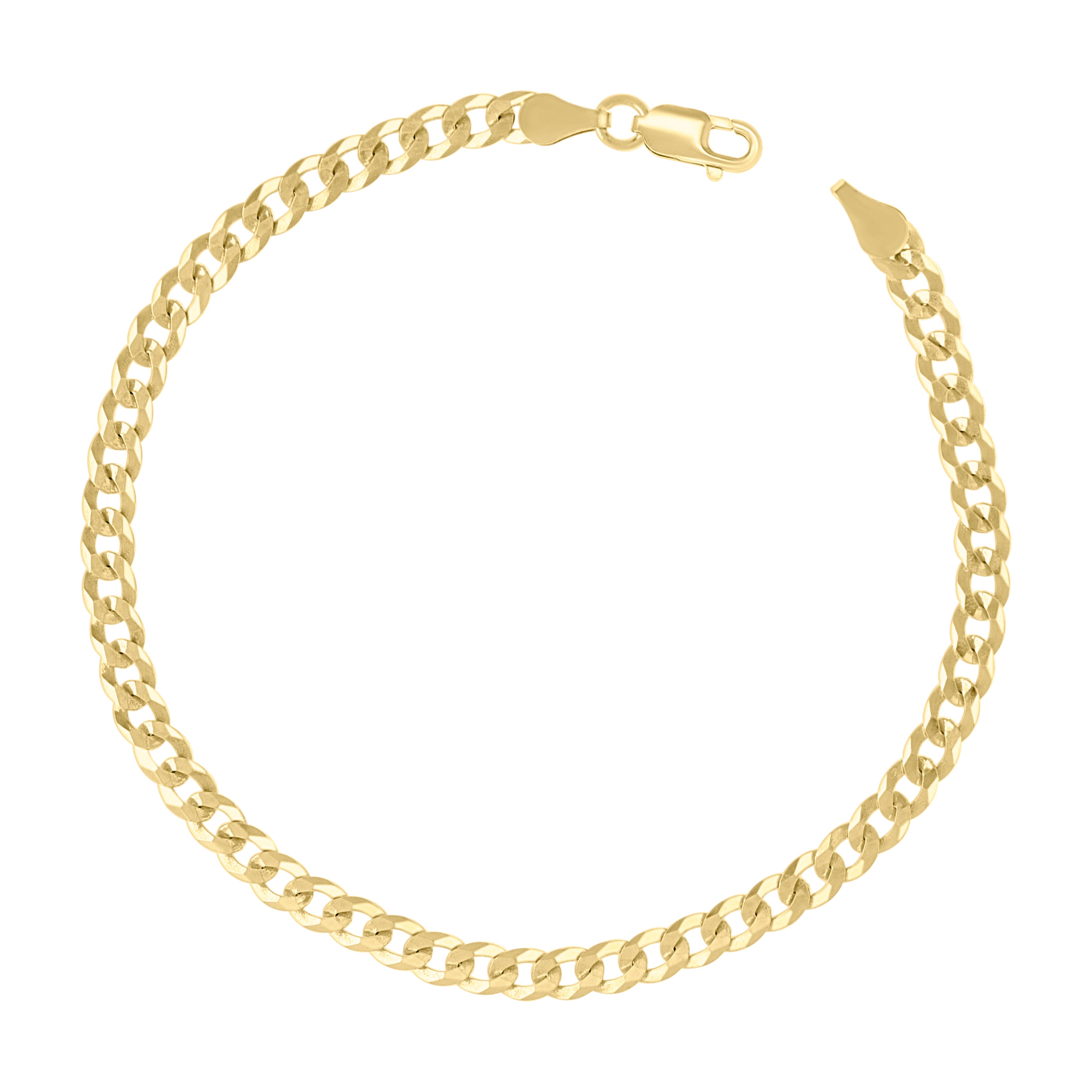 925 Sterling Silver Solid Super Flat Cuban Chain Yellow 060 2mm