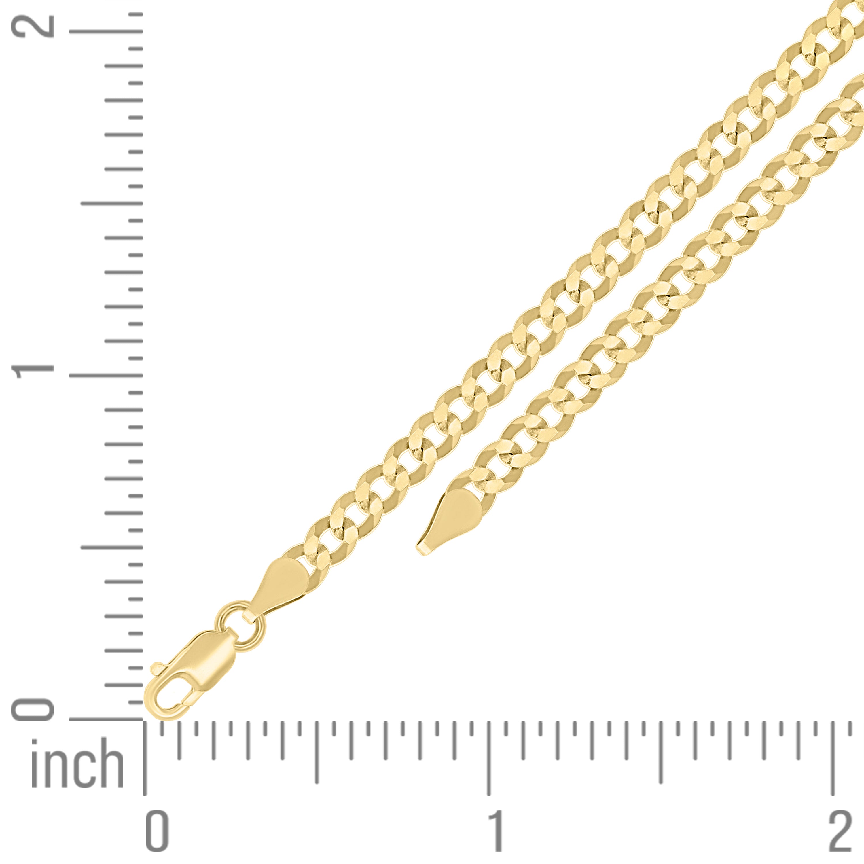 925 Sterling Silver Solid Super Flat Cuban Chain Yellow 060 2mm