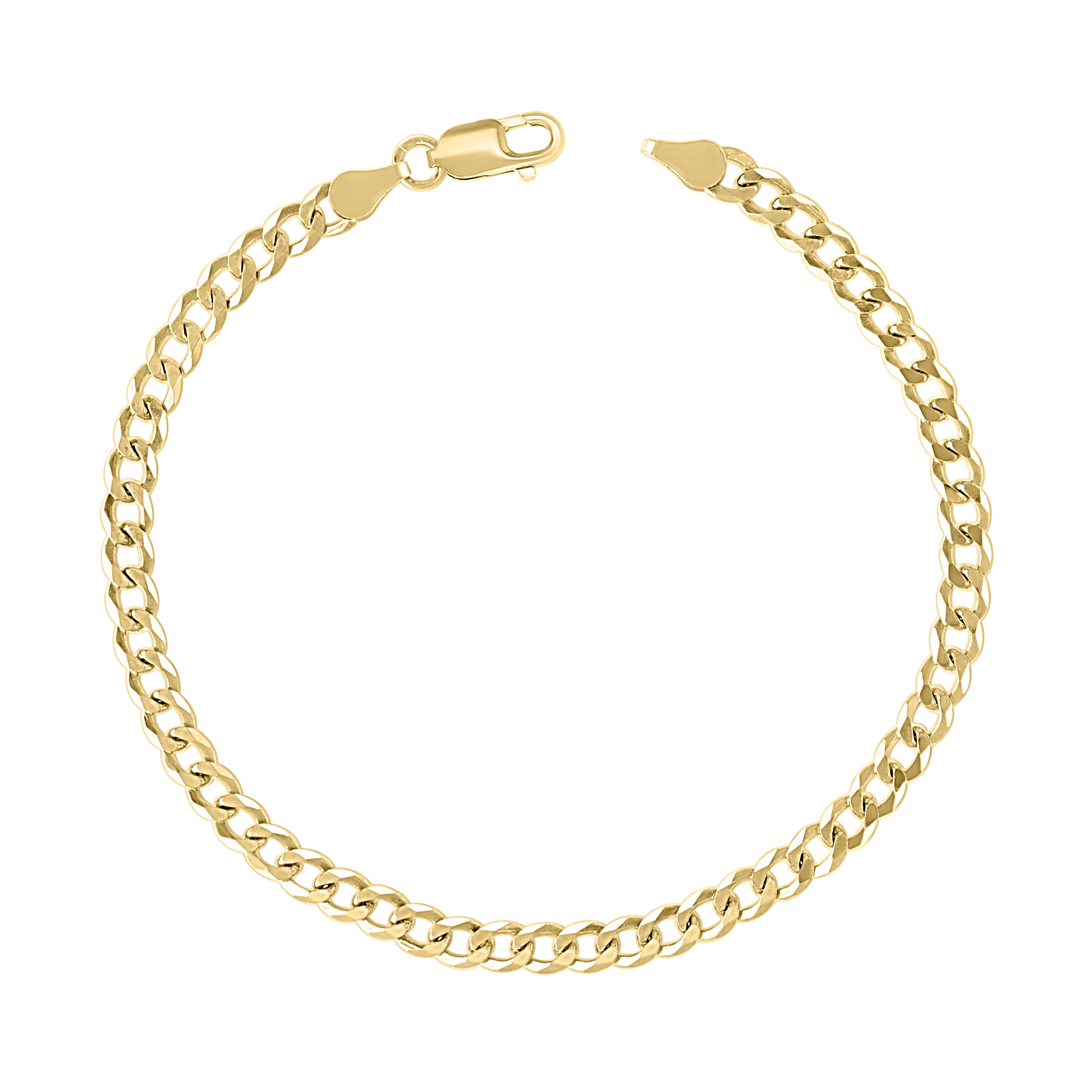 925 Sterling Silver Solid Super Flat Cuban Chain Yellow 060 2mm