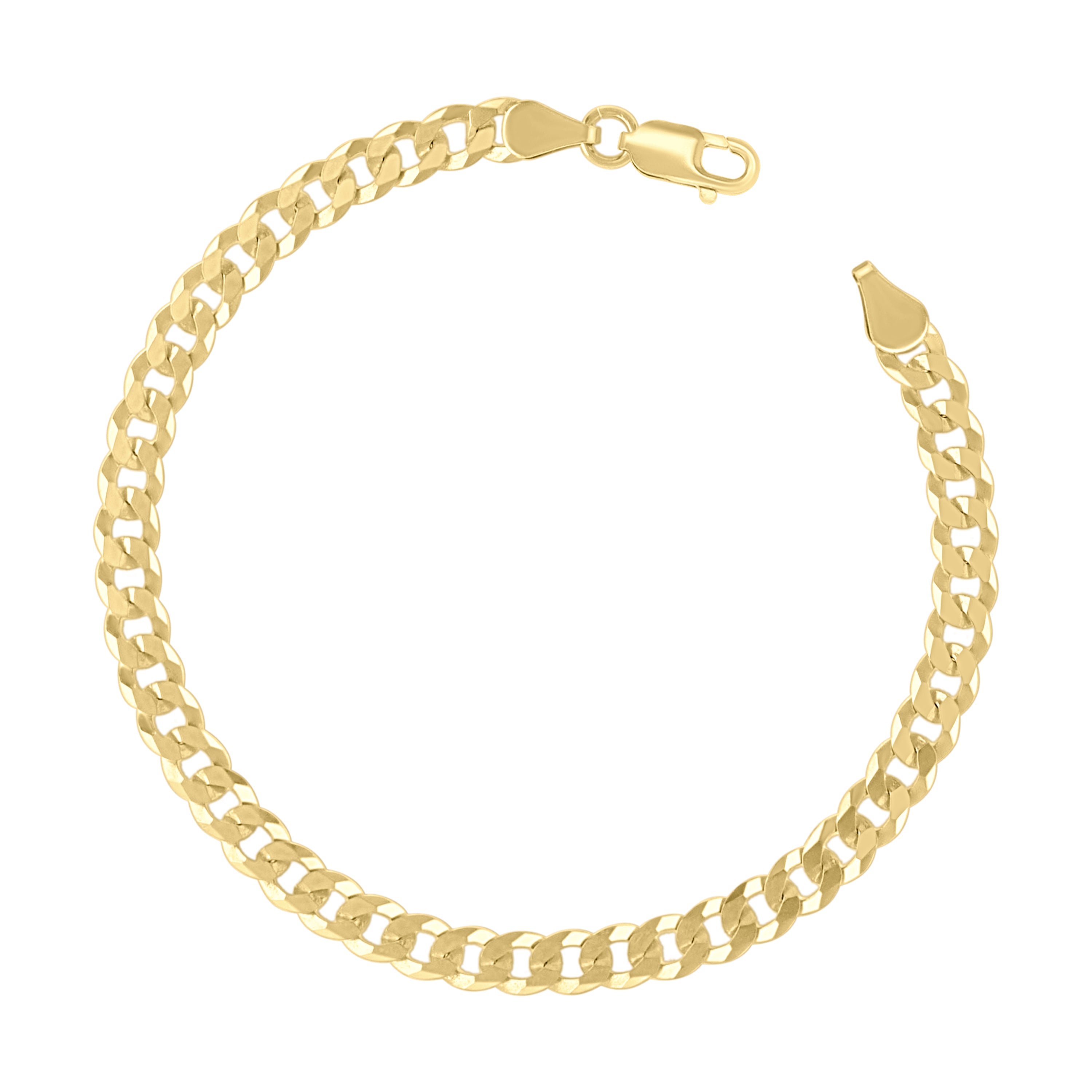 925 Sterling Silver Solid Super Flat Cuban Chain Yellow 060 2mm