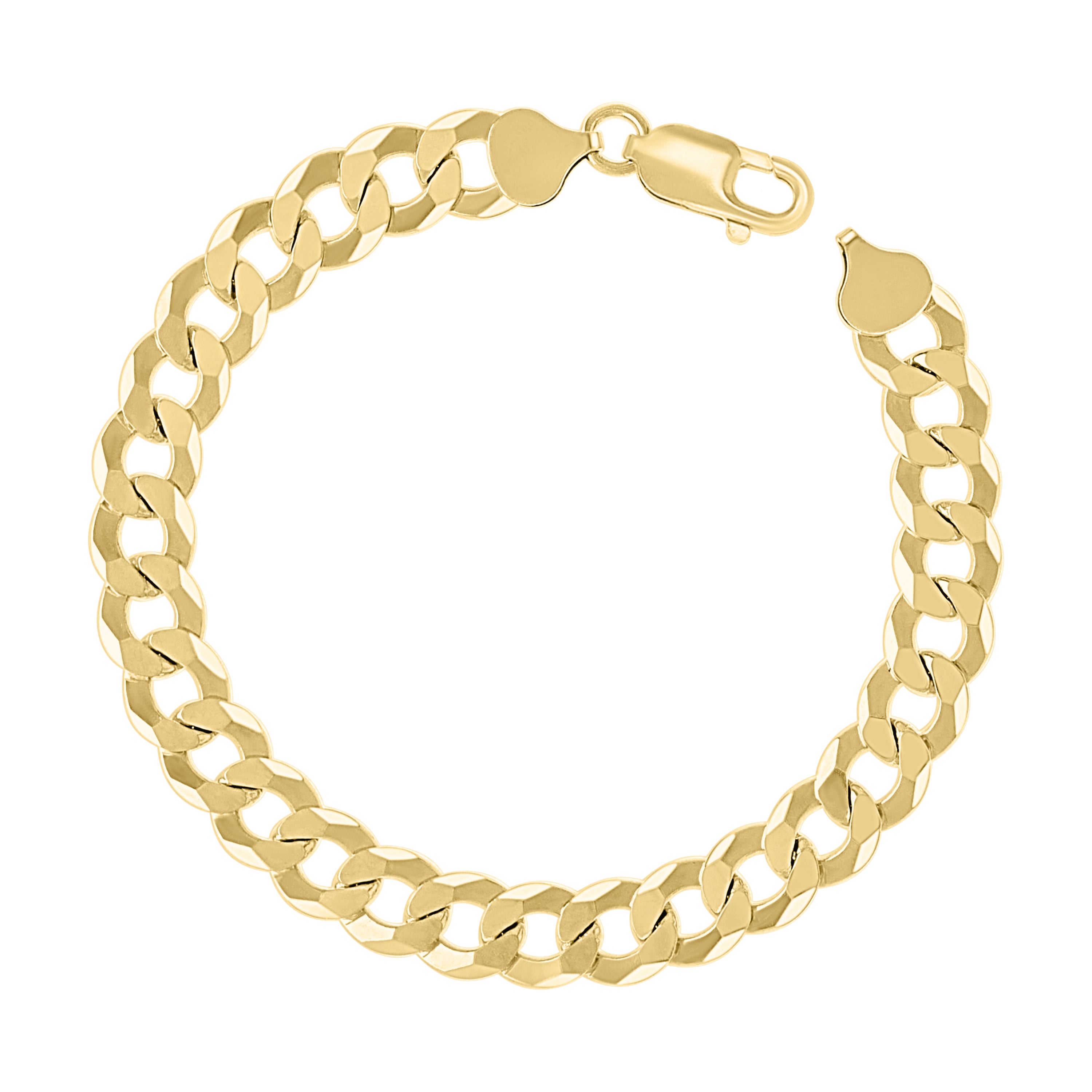 925 Sterling Silver Solid Super Flat Cuban Chain Yellow 060 2mm