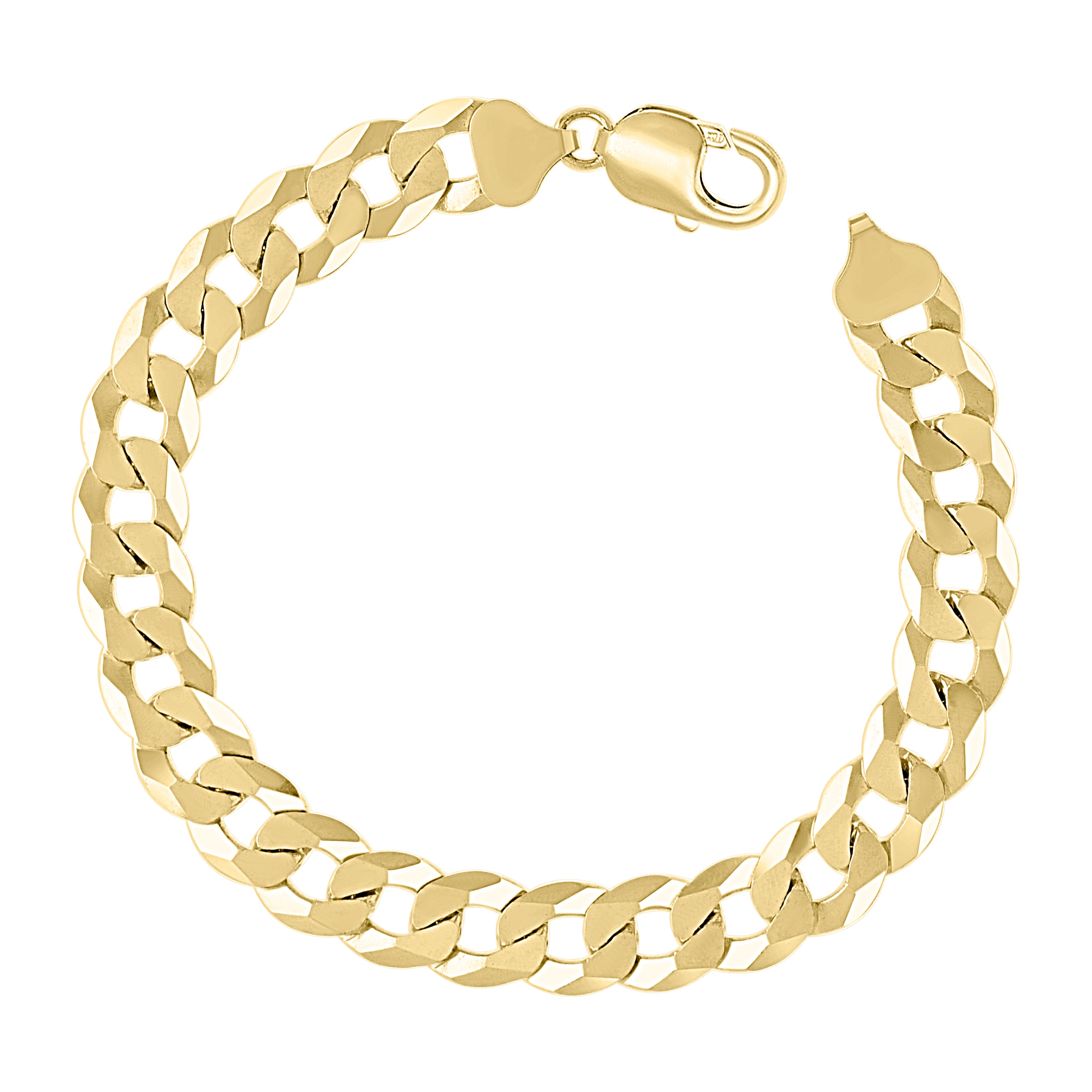 925 Sterling Silver Solid Super Flat Cuban Chain Yellow 060 2mm