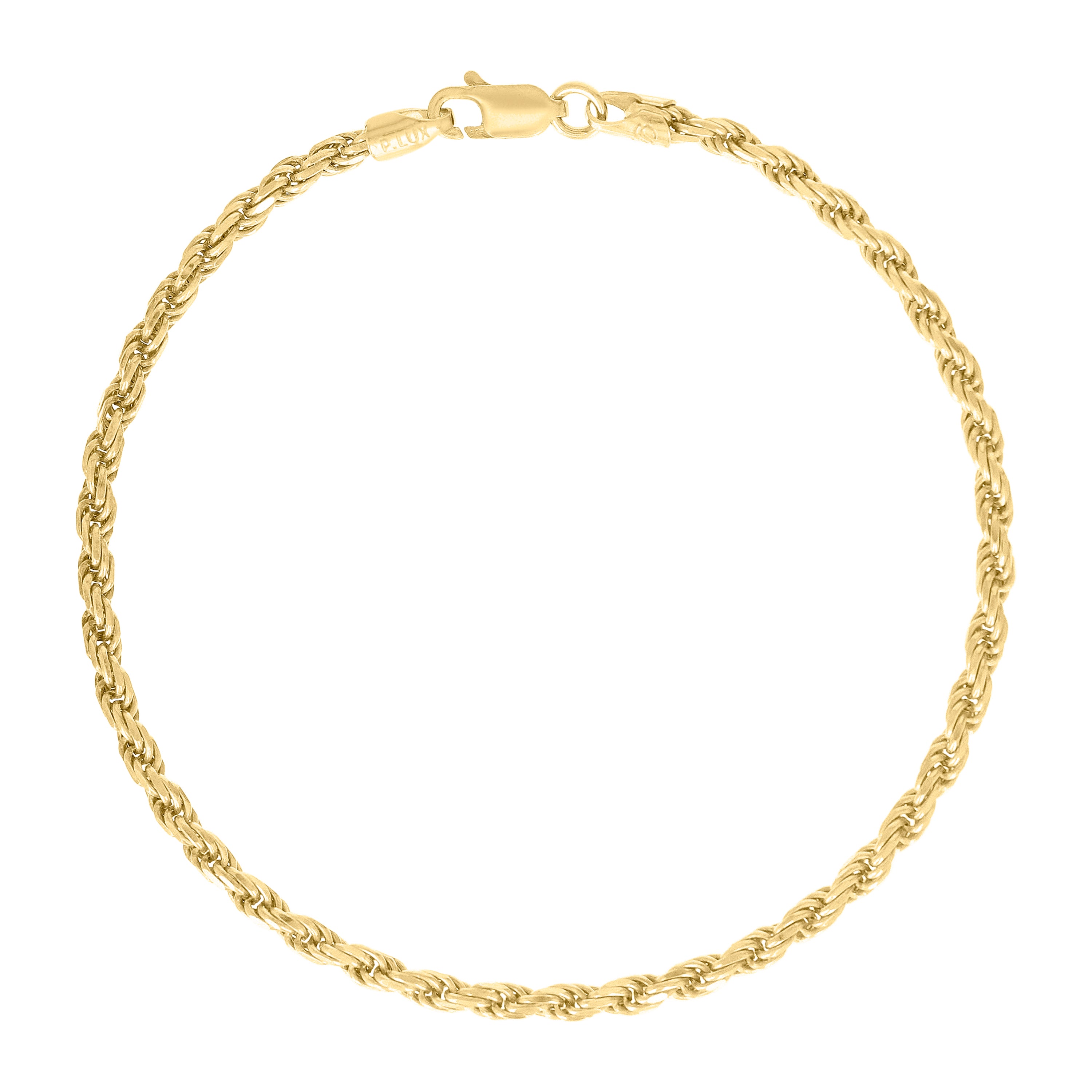 925 Sterling Silver Hollow Rope Chain Yellow 060 3mm