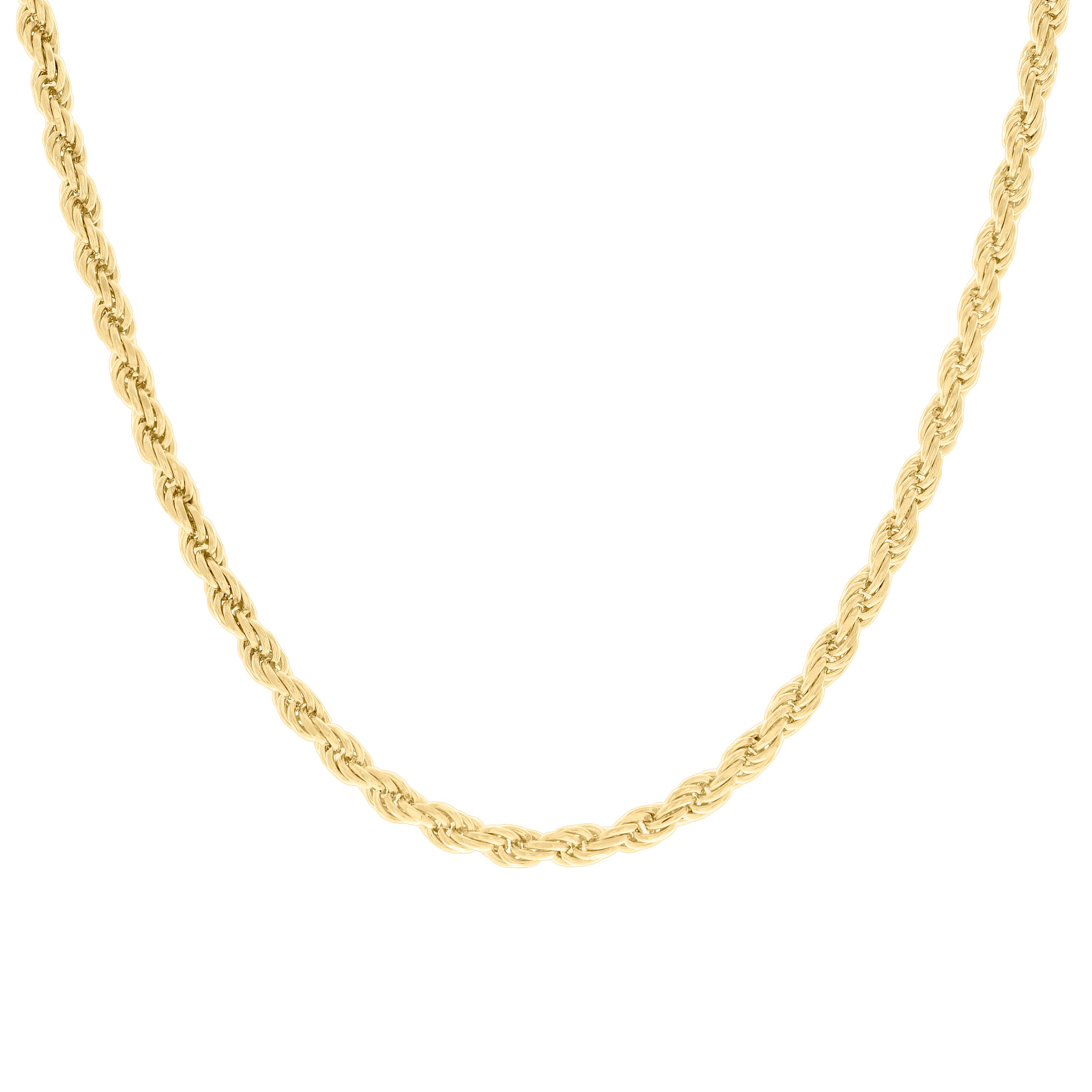 925 Sterling Silver Hollow Rope Chain Yellow 060 3mm