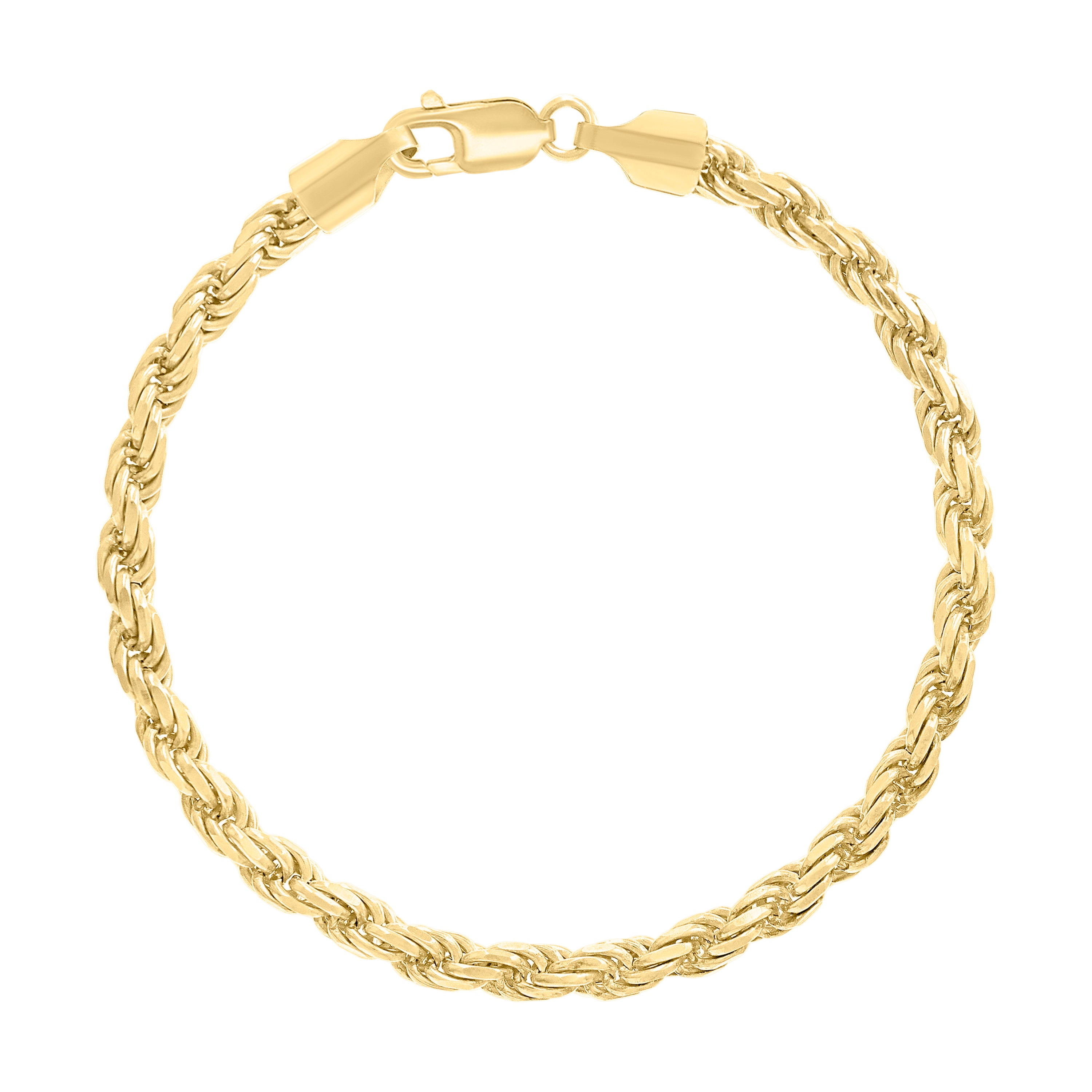 925 Sterling Silver Hollow Rope Chain Yellow 060 3mm