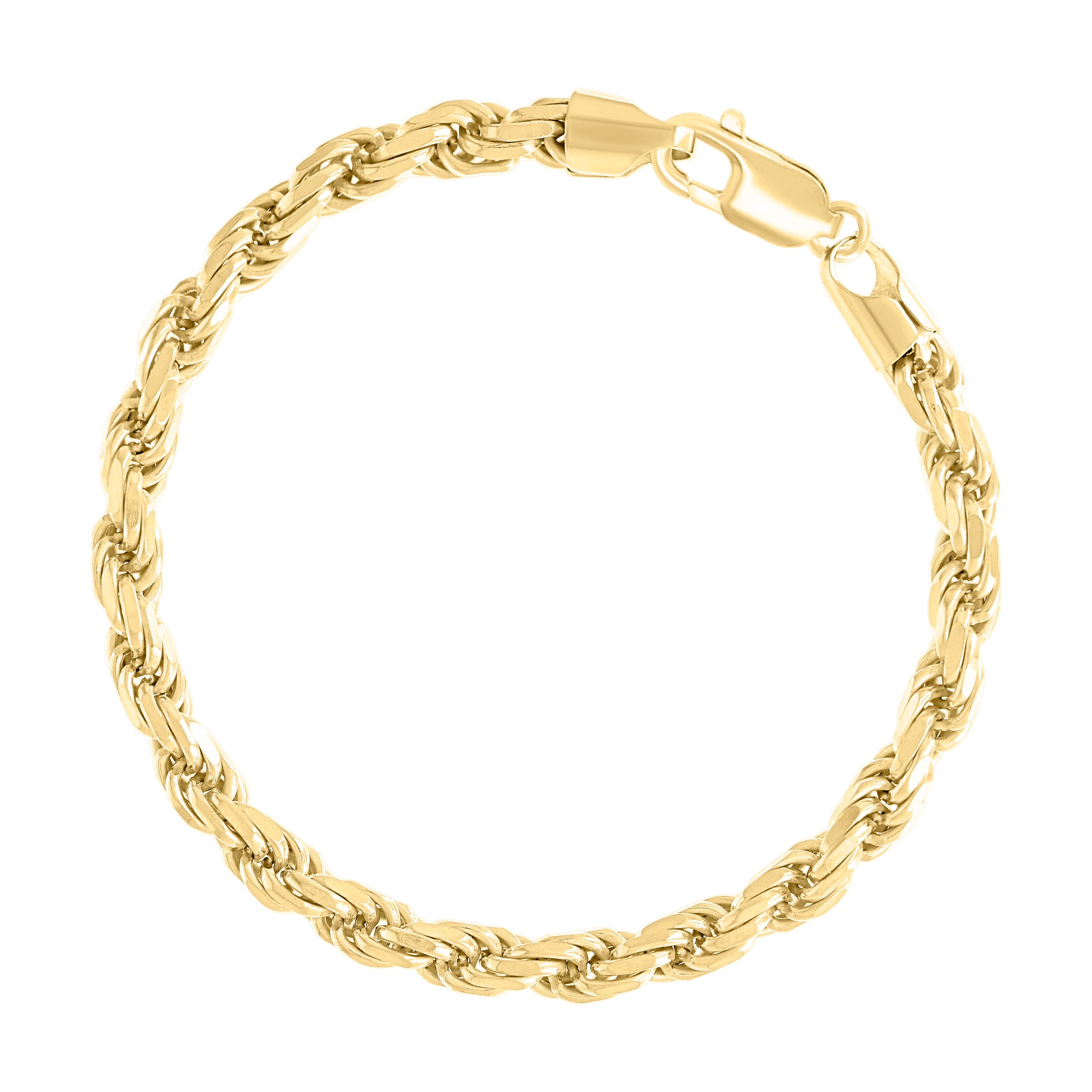 925 Sterling Silver Hollow Rope Chain Yellow 060 3mm