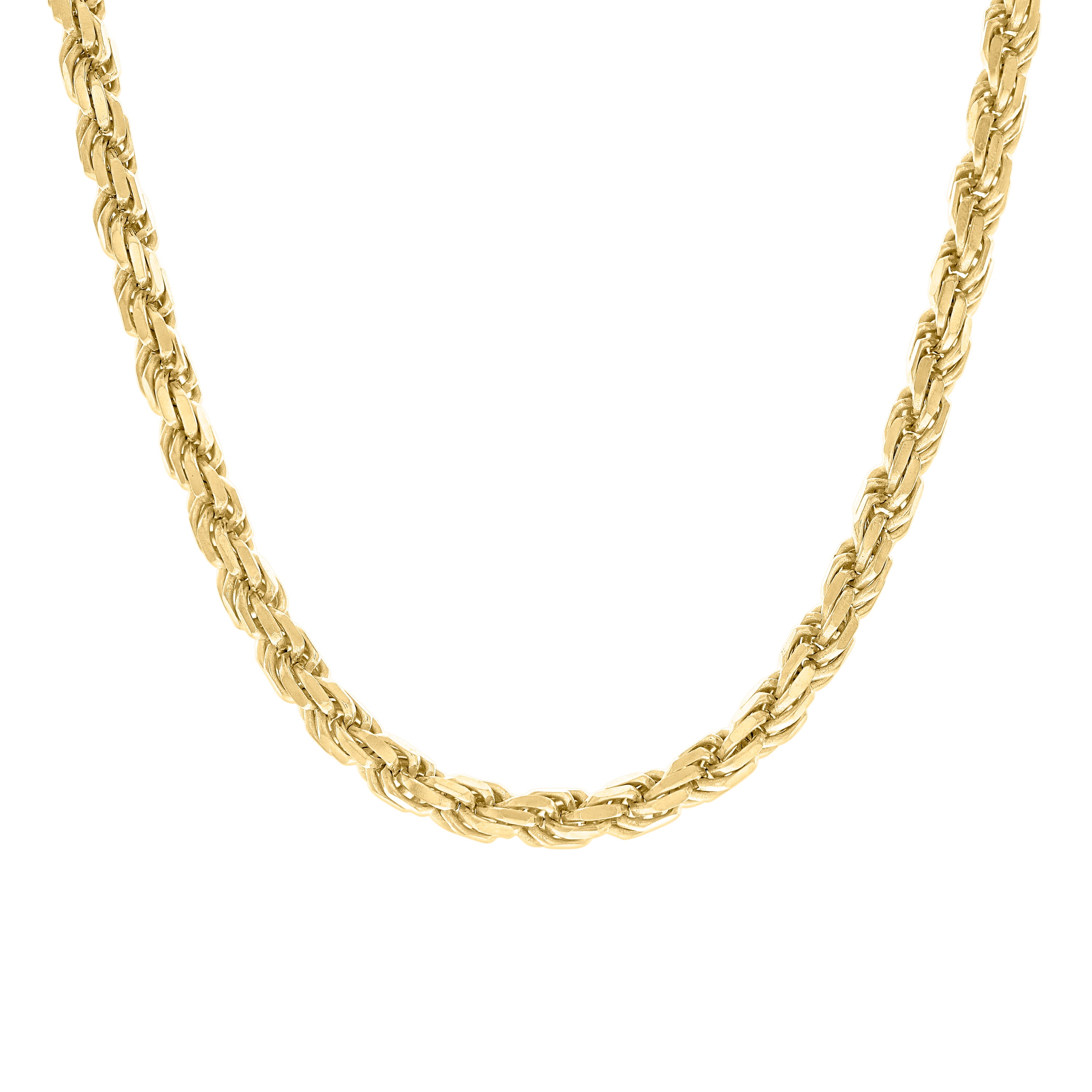 925 Sterling Silver Hollow Rope Chain Yellow 060 3mm