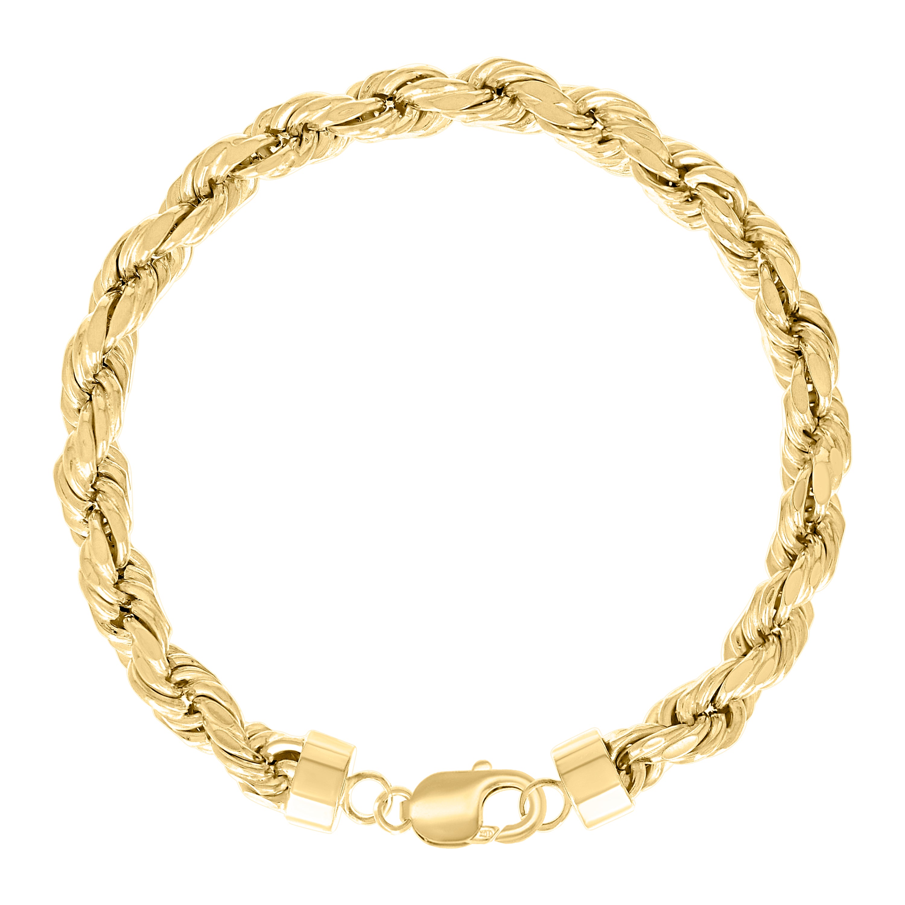 925 Sterling Silver Hollow Rope Chain Yellow 060 3mm